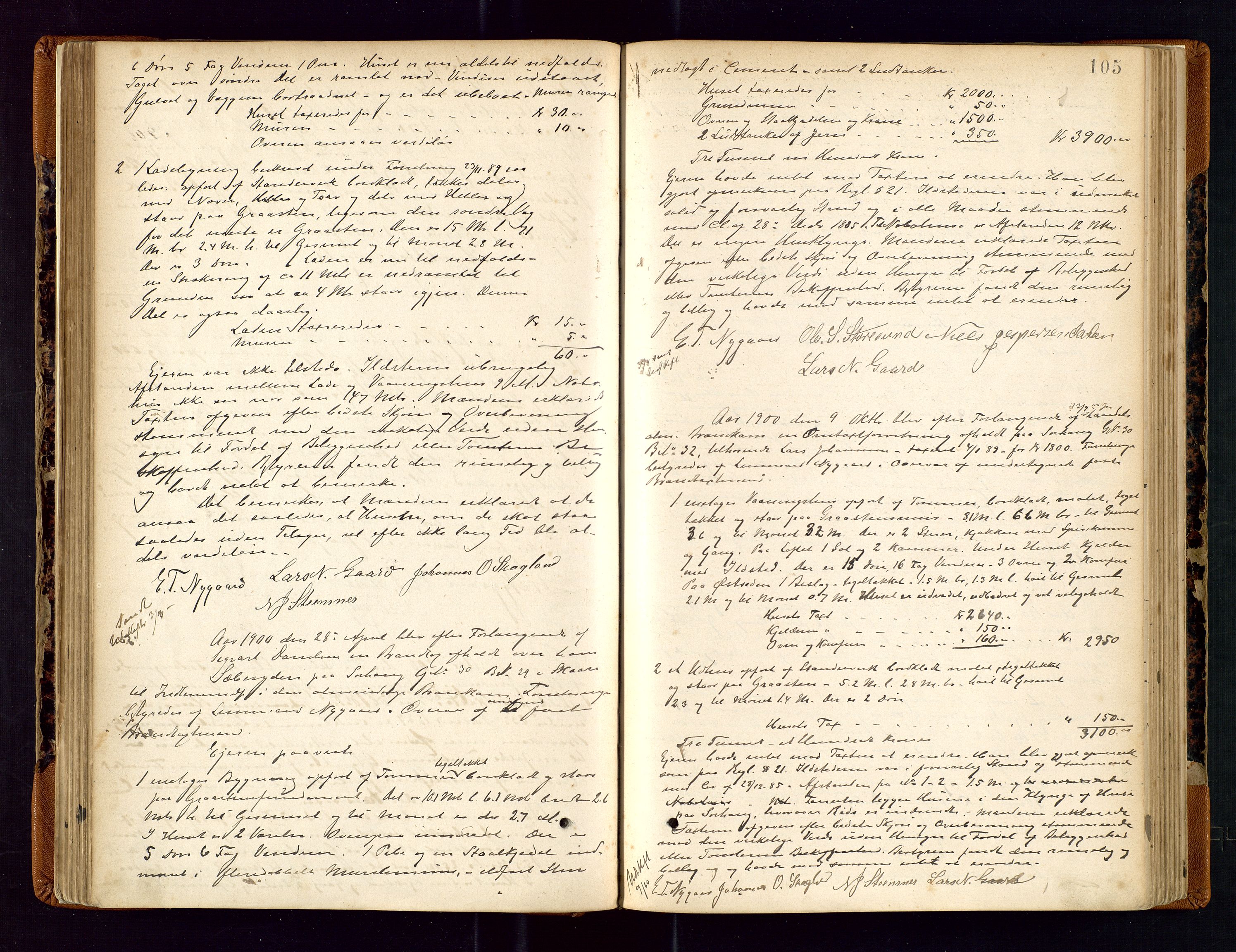 Torvestad lensmannskontor, SAST/A-100307/1/Goa/L0002: "Brandtaxationsprotokol for Torvestad Thinglag", 1883-1917, s. 104b-105a