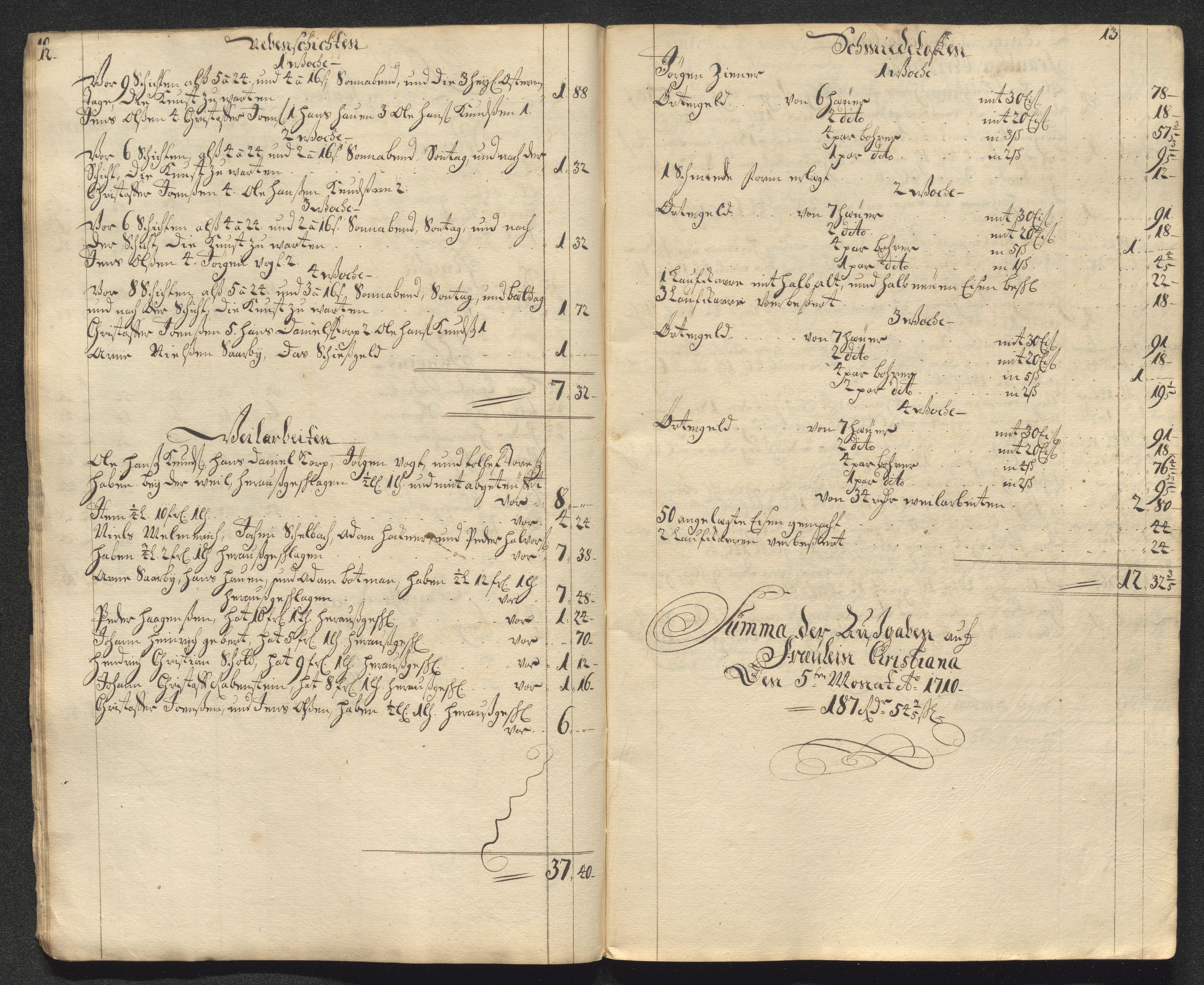 Kongsberg Sølvverk 1623-1816, AV/SAKO-EA-3135/001/D/Dc/Dcd/L0099: Utgiftsregnskap for gruver m.m., 1710, s. 197