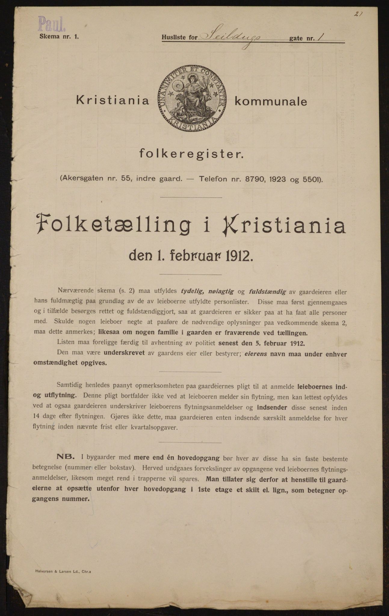 OBA, Kommunal folketelling 1.2.1912 for Kristiania, 1912, s. 94018