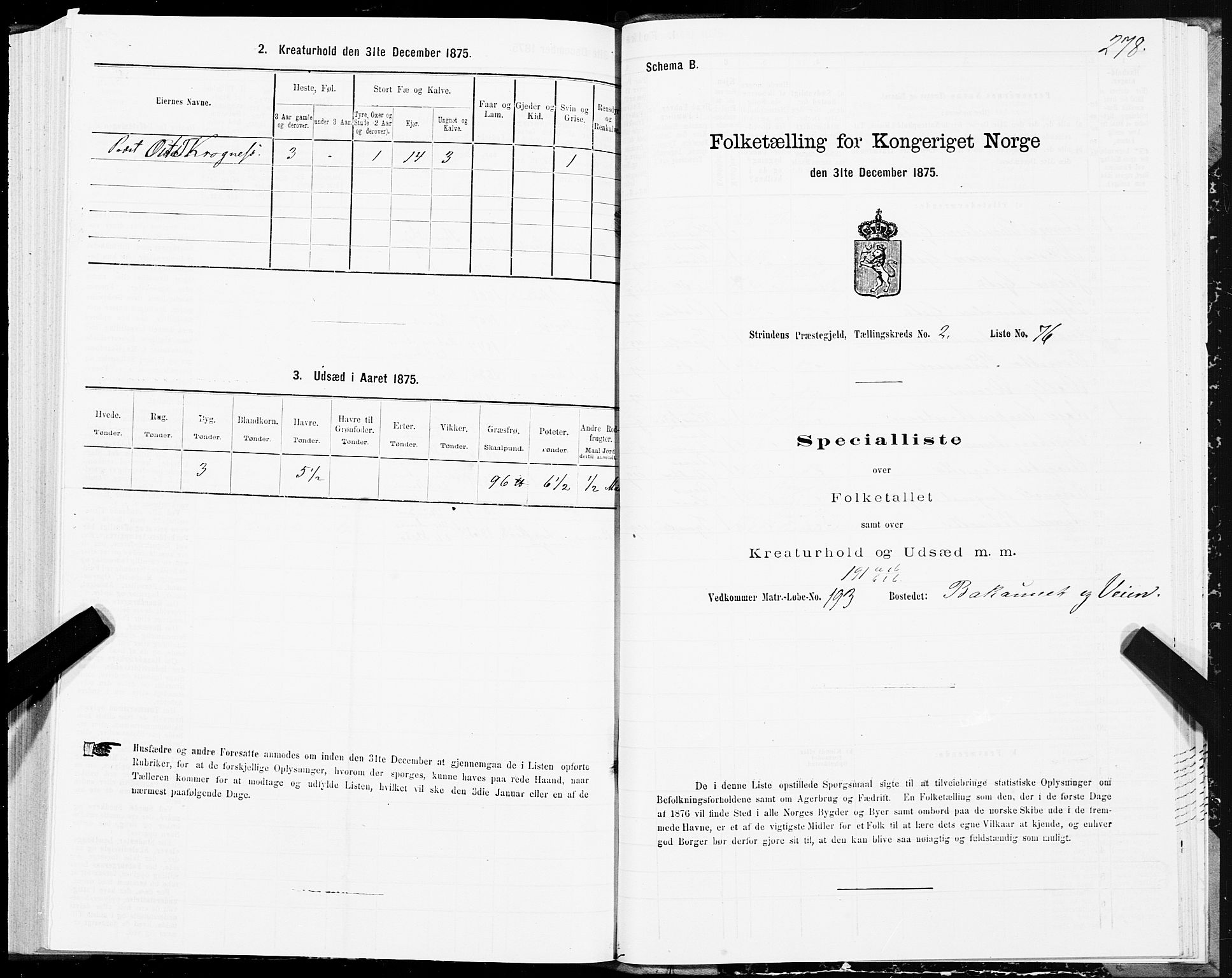 SAT, Folketelling 1875 for 1660P Strinda prestegjeld, 1875, s. 1278