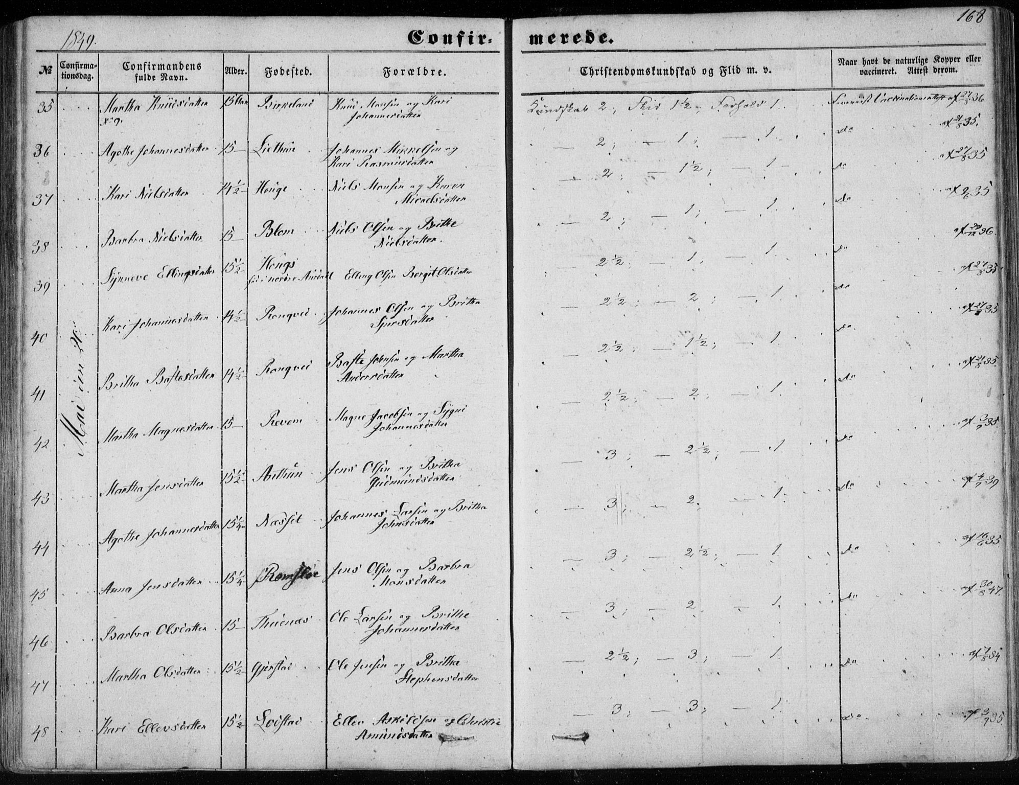 Haus sokneprestembete, SAB/A-75601/H/Haa: Ministerialbok nr. A 16 I, 1848-1857, s. 168