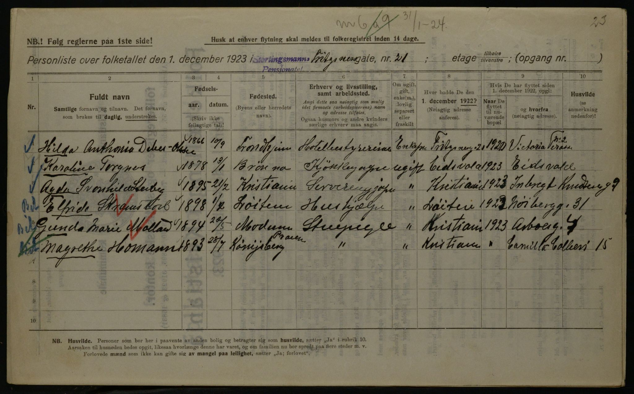 OBA, Kommunal folketelling 1.12.1923 for Kristiania, 1923, s. 30546