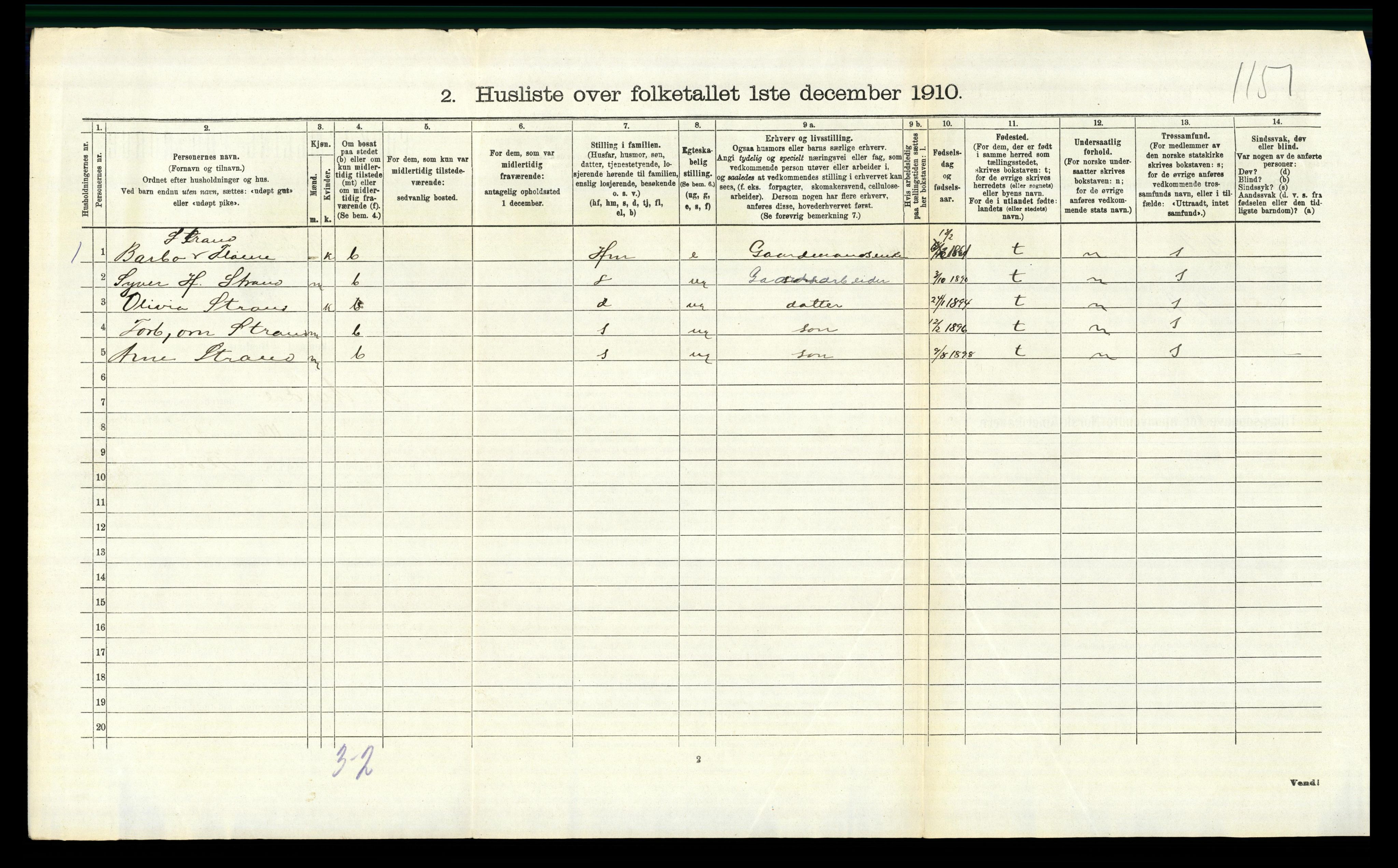 RA, Folketelling 1910 for 0542 Nord-Aurdal herred, 1910, s. 1592