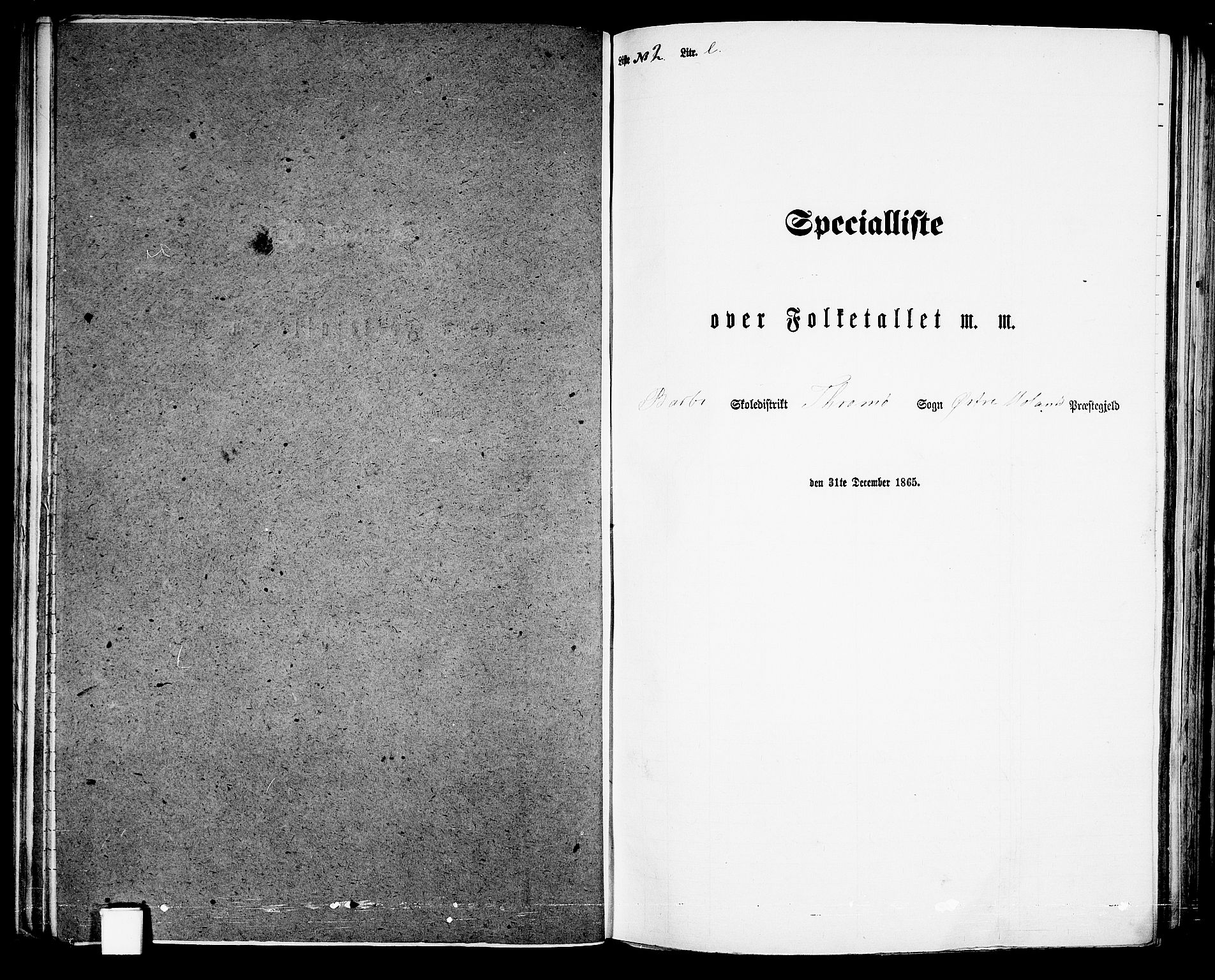 RA, Folketelling 1865 for 0918P Austre Moland prestegjeld, 1865, s. 108