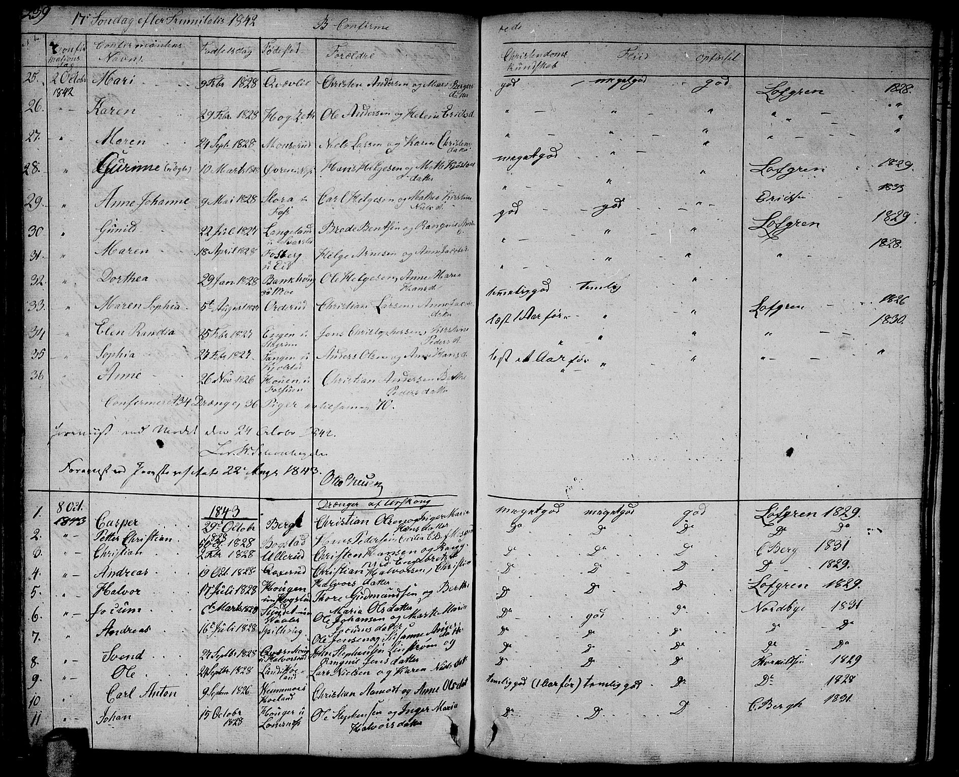 Aurskog prestekontor Kirkebøker, SAO/A-10304a/G/Ga/L0002: Klokkerbok nr. I 2, 1829-1857, s. 239
