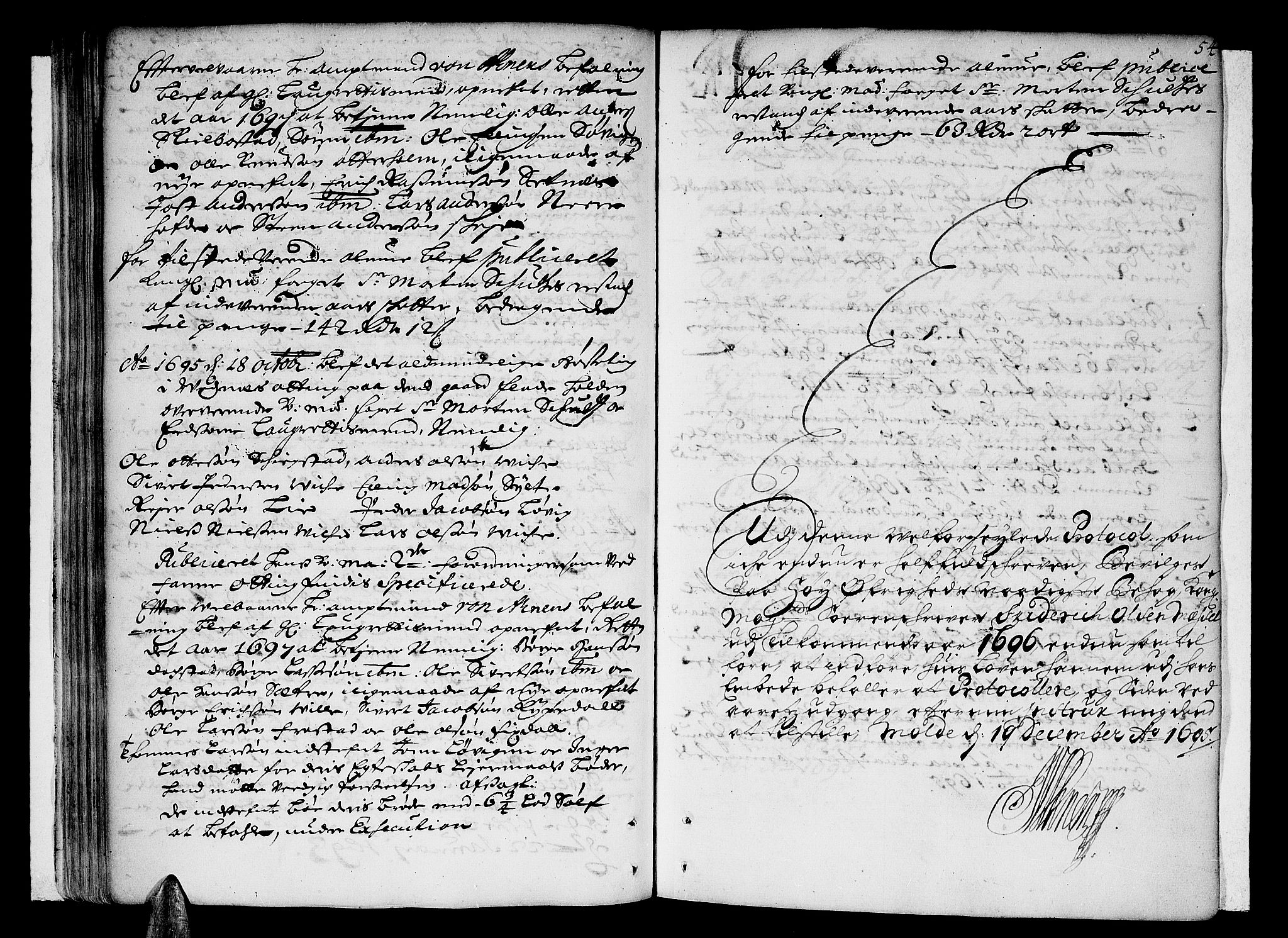 Romsdal sorenskriveri, SAT/A-4149/1/1/1A/L0003: Tingbok, 1694-1699, s. 53b-54a