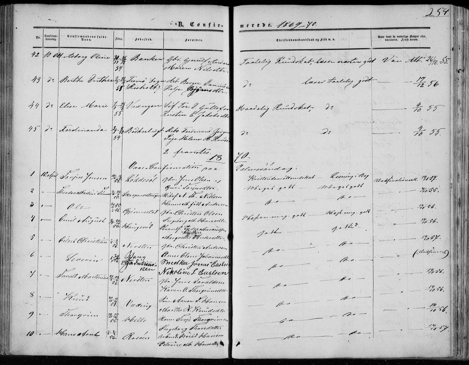 Øyestad sokneprestkontor, AV/SAK-1111-0049/F/Fa/L0015: Ministerialbok nr. A 15, 1857-1873, s. 254