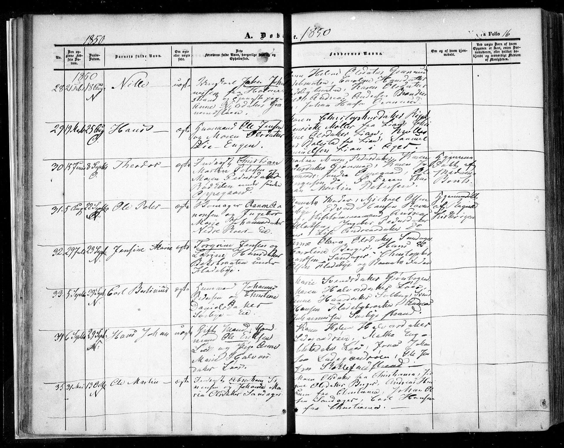 Nesodden prestekontor Kirkebøker, AV/SAO-A-10013/F/Fa/L0007: Ministerialbok nr. I 7, 1848-1868, s. 16