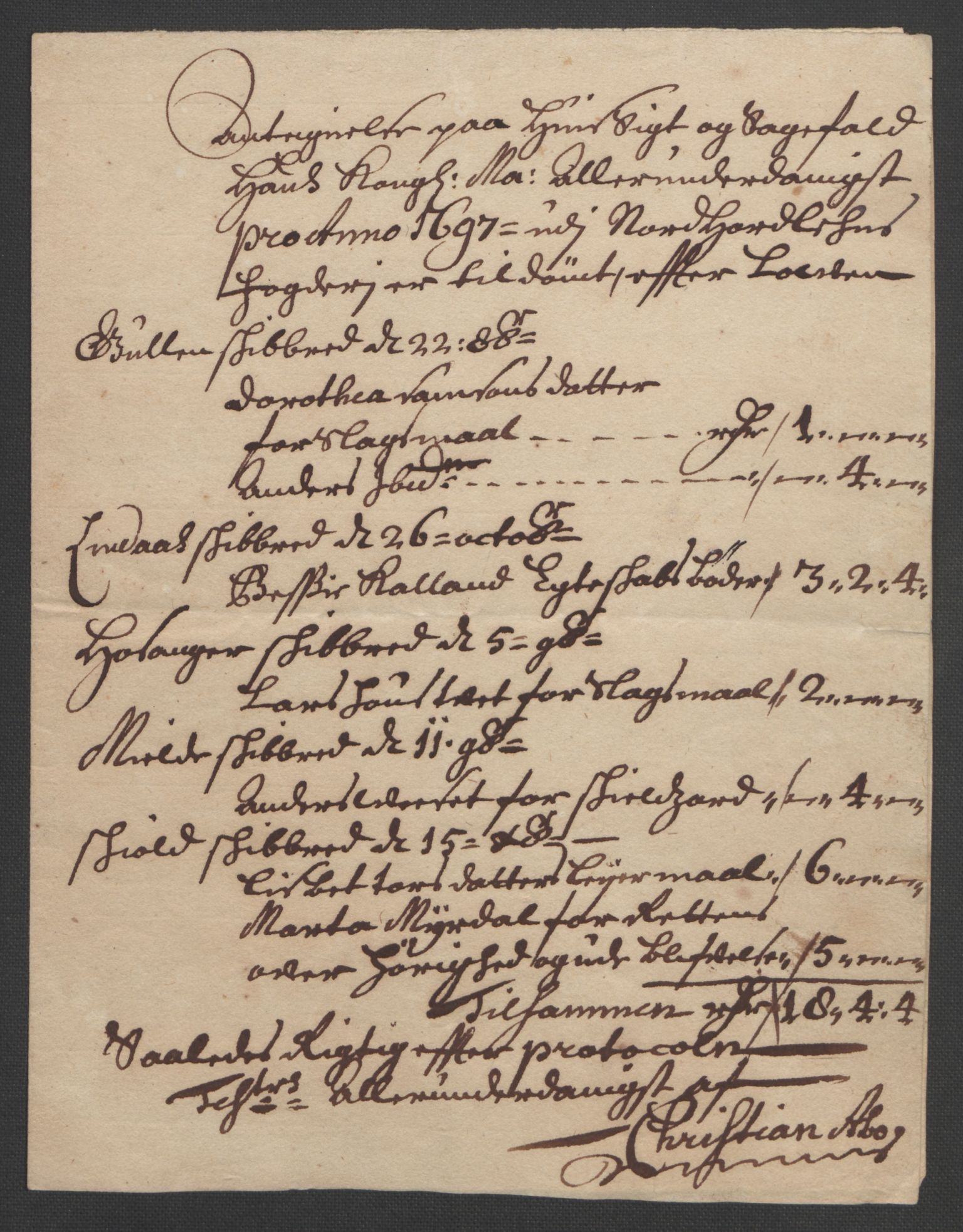 Rentekammeret inntil 1814, Reviderte regnskaper, Fogderegnskap, RA/EA-4092/R51/L3183: Fogderegnskap Nordhordland og Voss, 1695-1697, s. 441