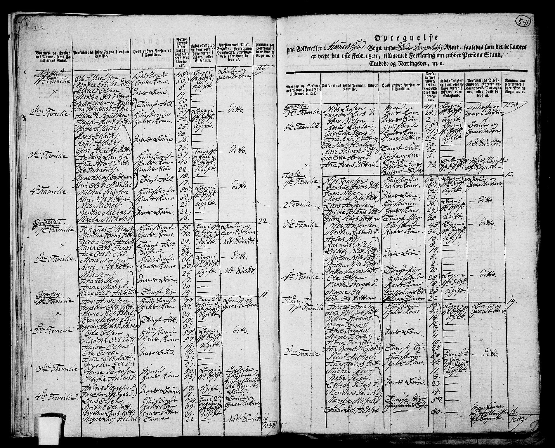 RA, Folketelling 1801 for 1254P Hamre prestegjeld, 1801, s. 540b-541a