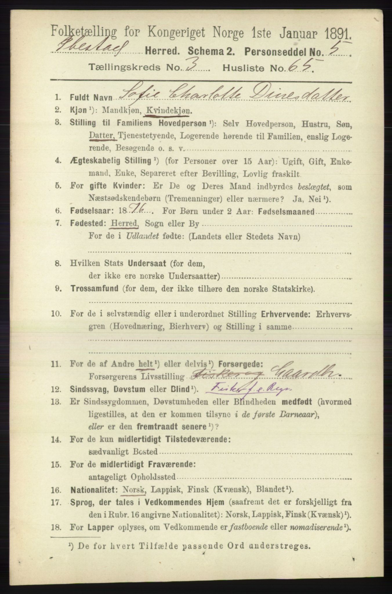 RA, Folketelling 1891 for 1917 Ibestad herred, 1891, s. 2178