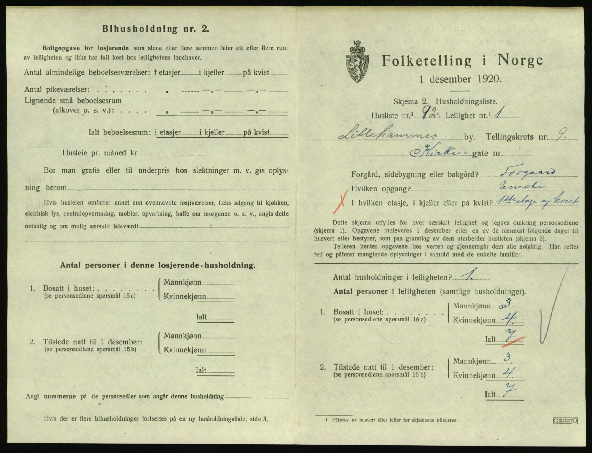 SAH, Folketelling 1920 for 0501 Lillehammer kjøpstad, 1920, s. 3386