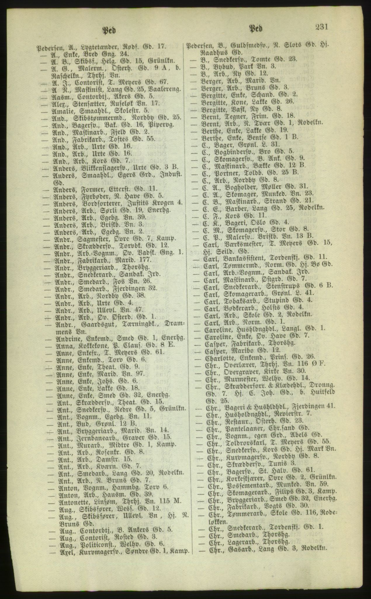 Kristiania/Oslo adressebok, PUBL/-, 1880, s. 231