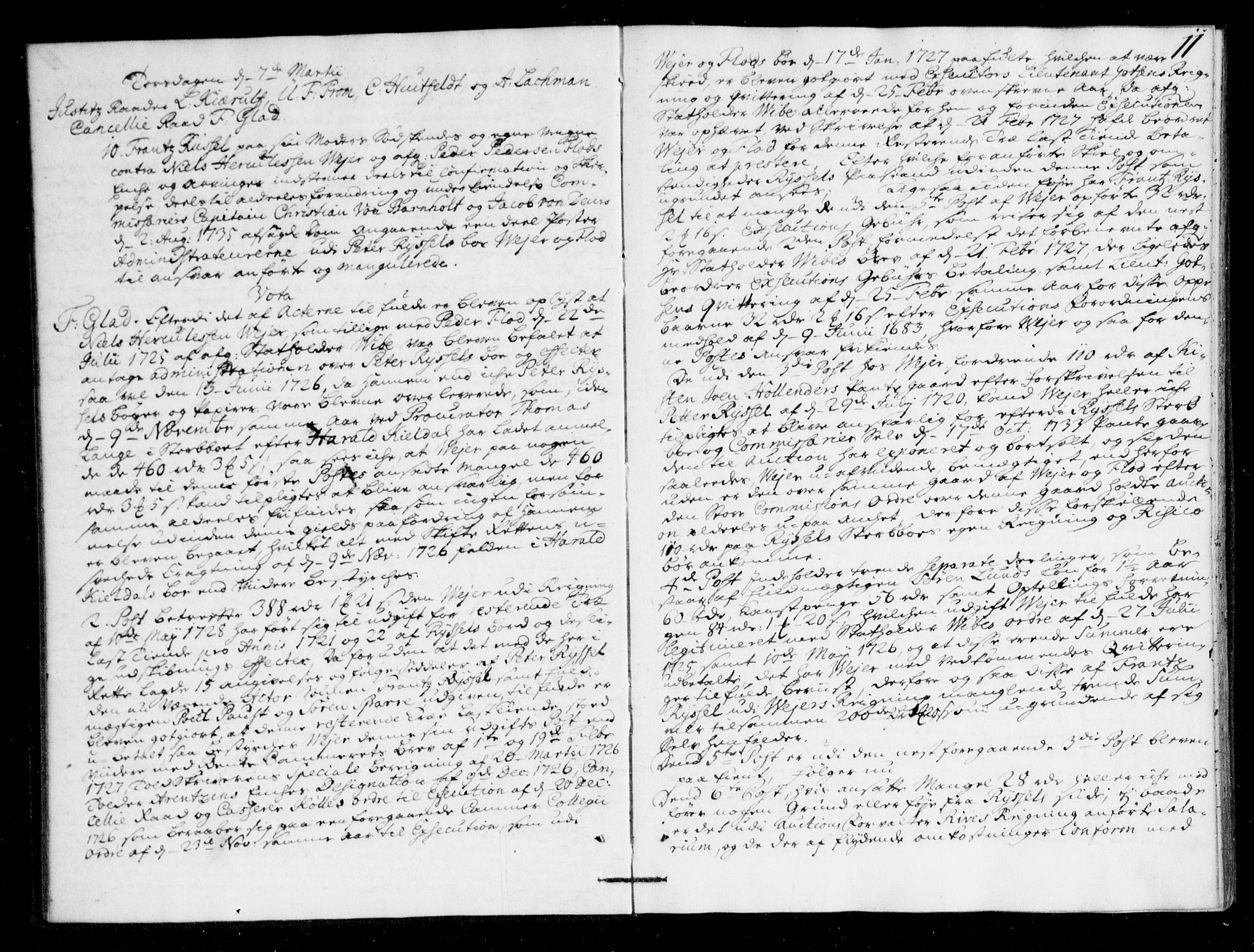 Overhoffretten 1667-1797, AV/RA-EA-2884/Ac/L0172: Voteringsprotokoll, 1737, s. 10b-11a