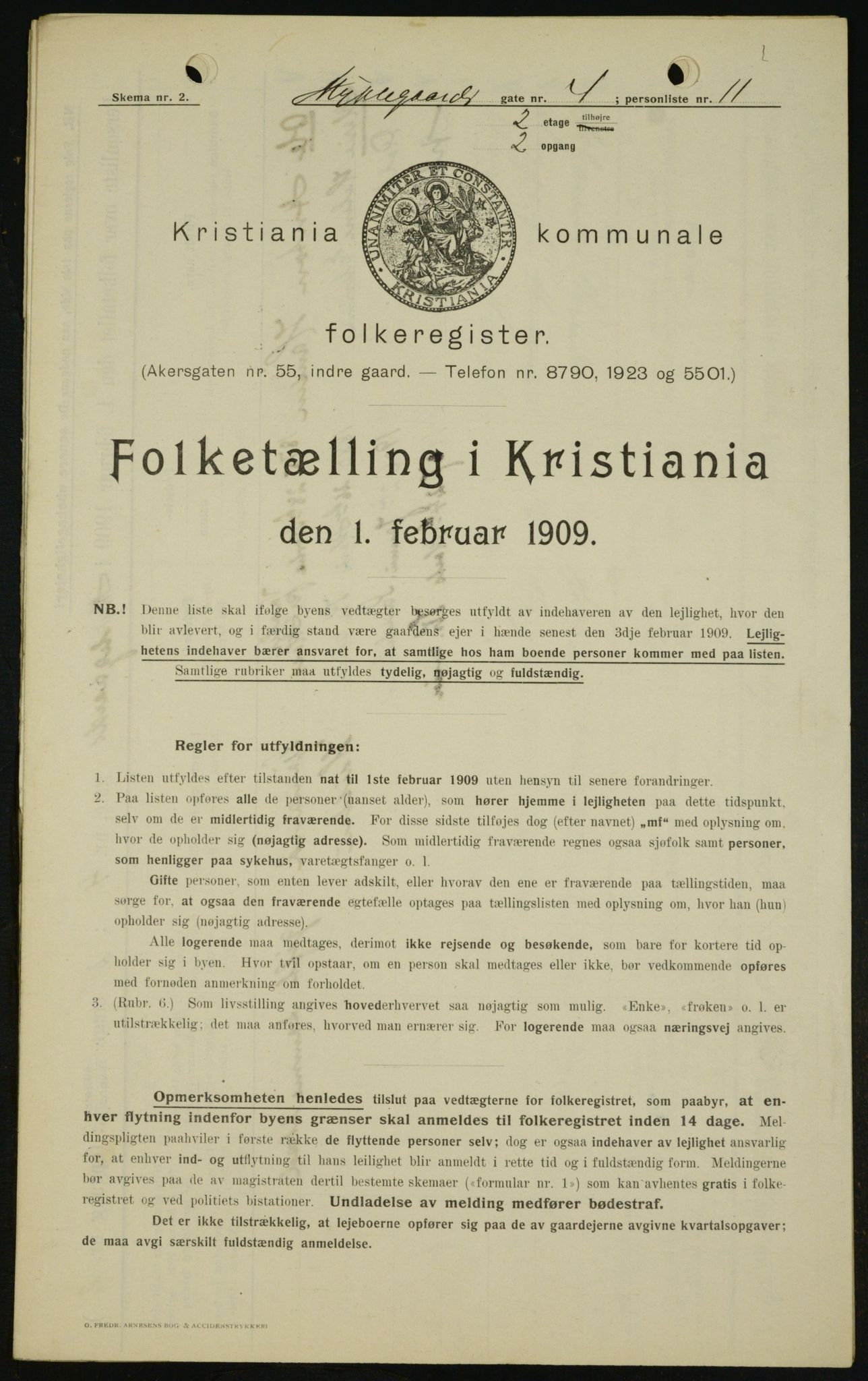 OBA, Kommunal folketelling 1.2.1909 for Kristiania kjøpstad, 1909, s. 61814