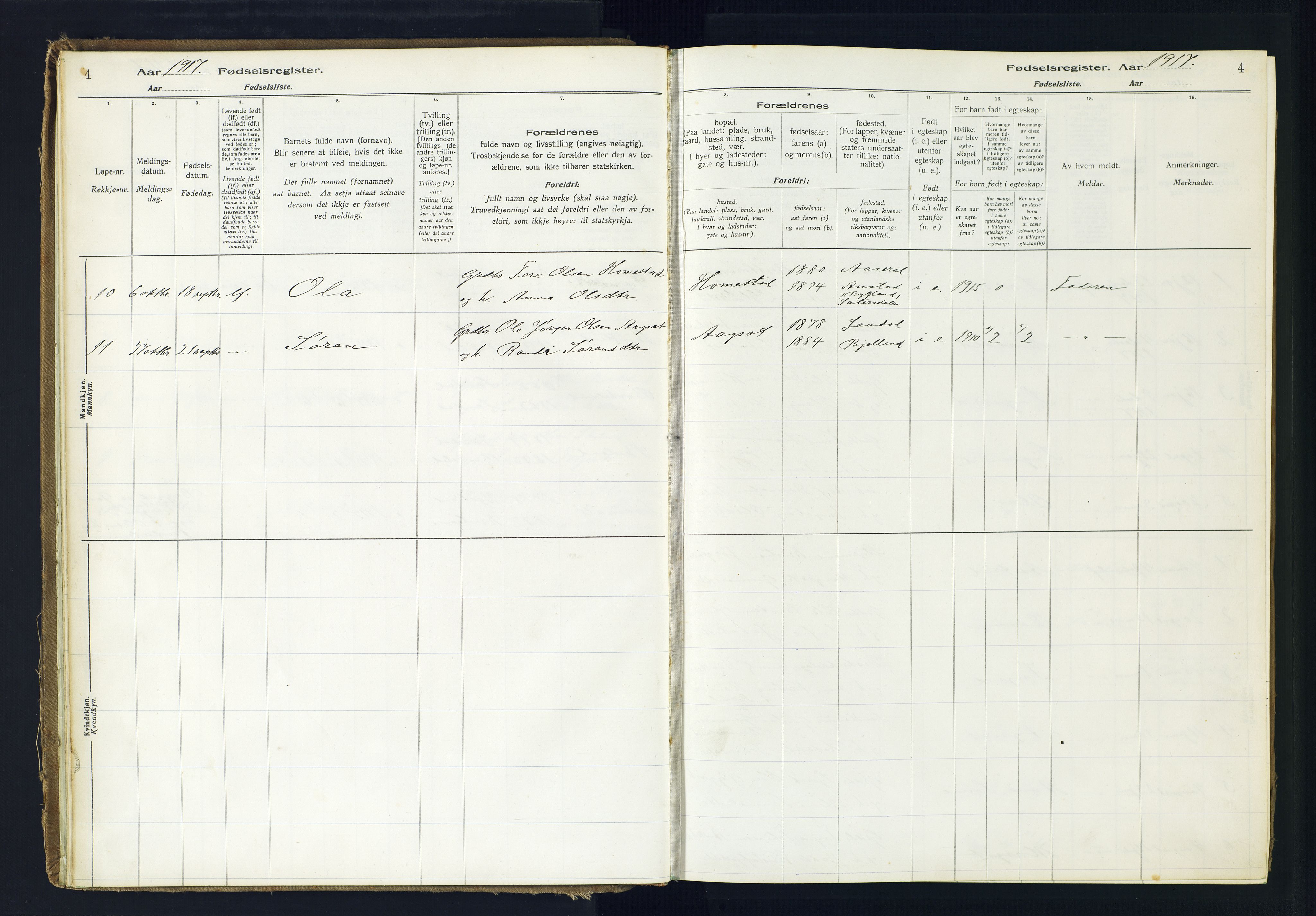 Holum sokneprestkontor, AV/SAK-1111-0022/J/Ja/L0001: Fødselsregister nr. II.6.10, 1916-1982, s. 4