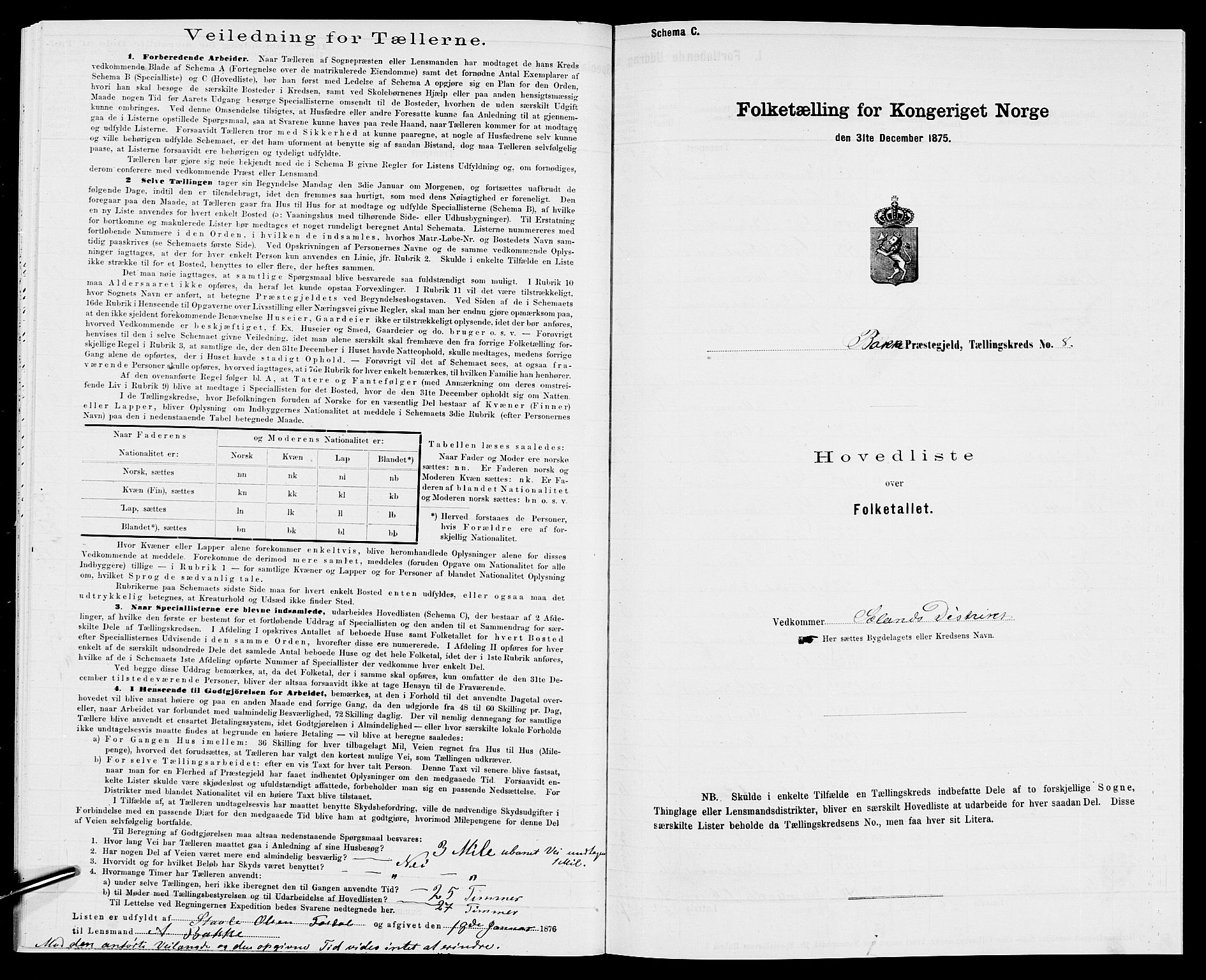 SAK, Folketelling 1875 for 1045P Bakke prestegjeld, 1875, s. 43