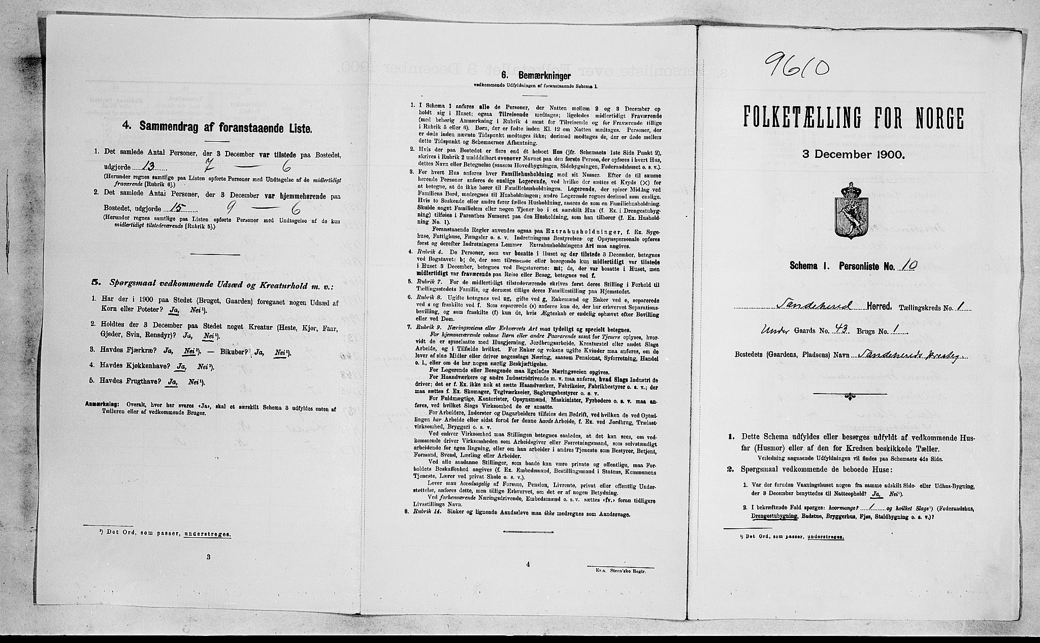 RA, Folketelling 1900 for 0724 Sandeherred herred, 1900, s. 190