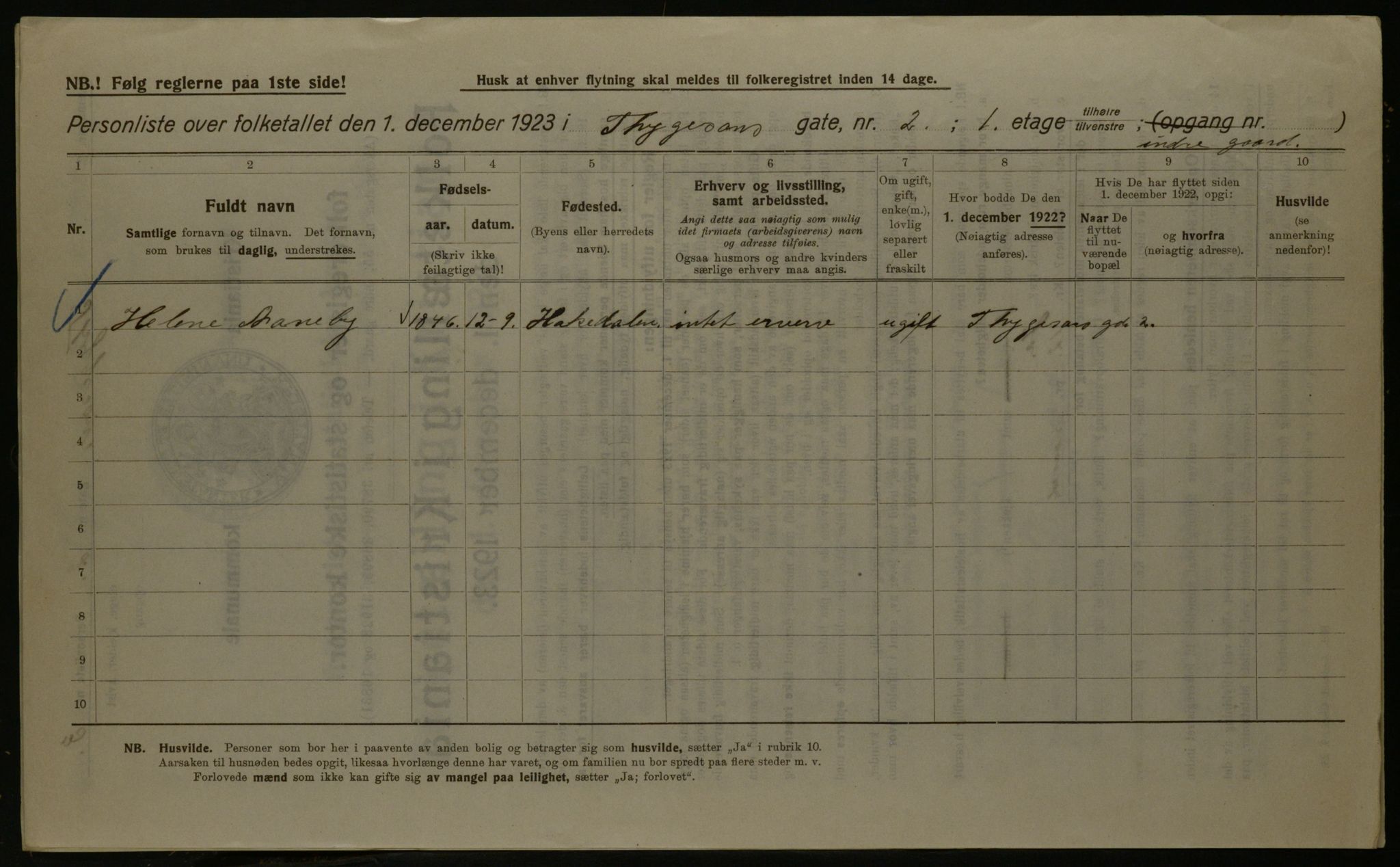 OBA, Kommunal folketelling 1.12.1923 for Kristiania, 1923, s. 123211