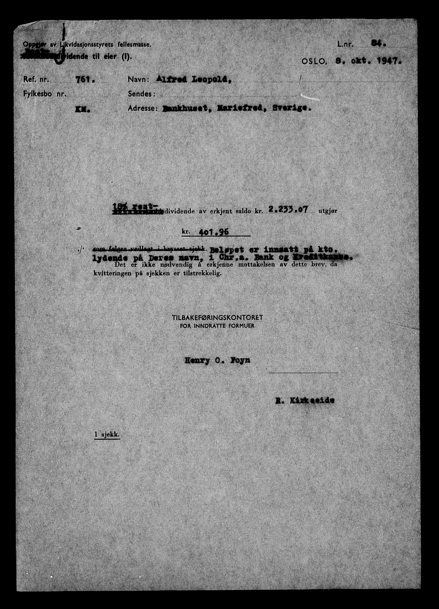 Justisdepartementet, Tilbakeføringskontoret for inndratte formuer, AV/RA-S-1564/H/Hc/Hcd/L1002: --, 1945-1947, s. 247