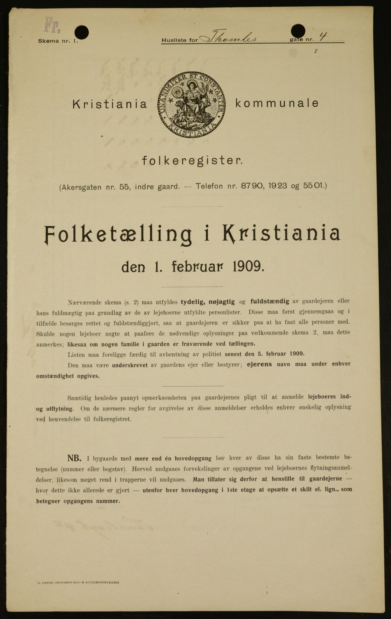 OBA, Kommunal folketelling 1.2.1909 for Kristiania kjøpstad, 1909, s. 98972