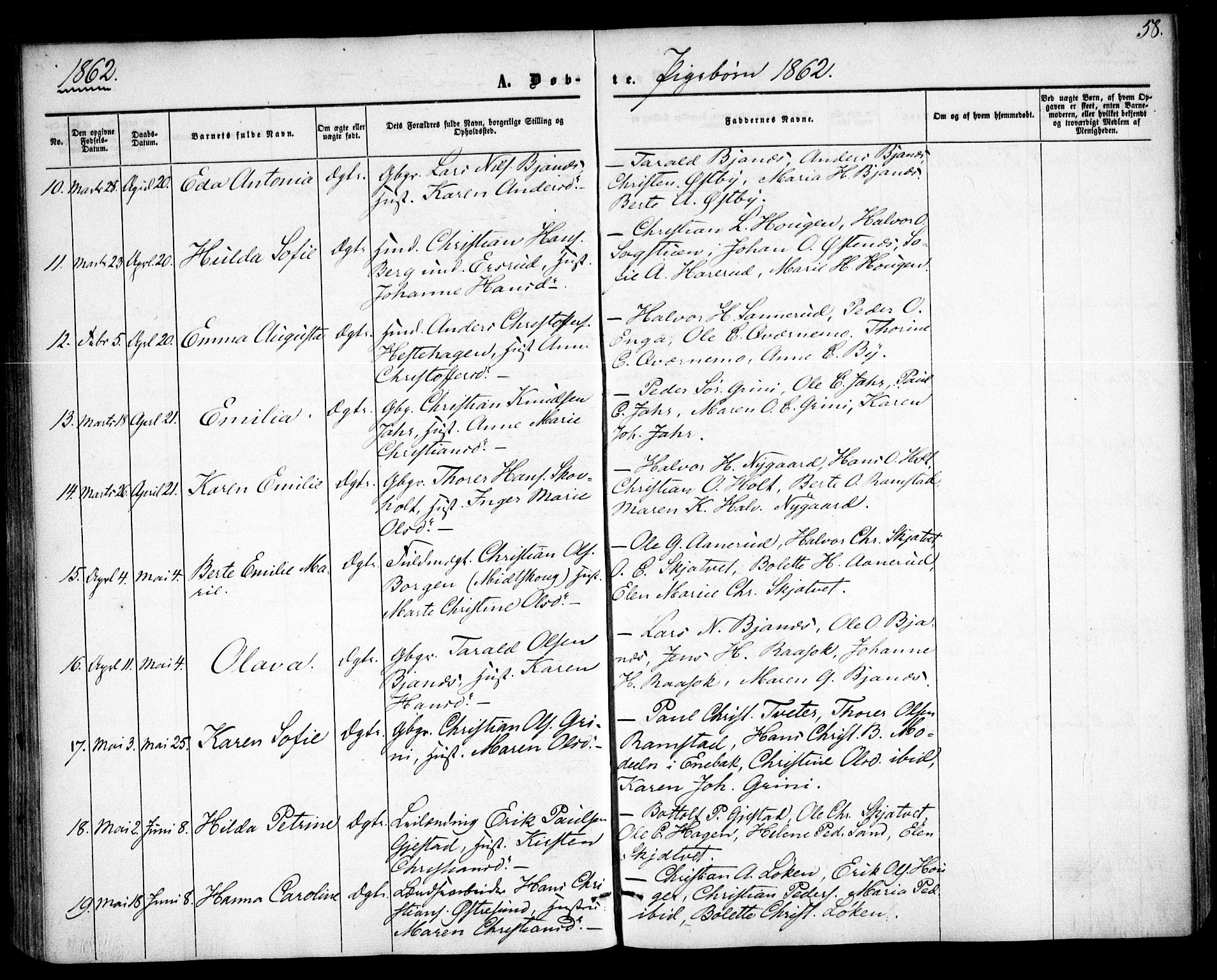 Fet prestekontor Kirkebøker, AV/SAO-A-10370a/F/Fa/L0011: Ministerialbok nr. I 11, 1857-1866, s. 58