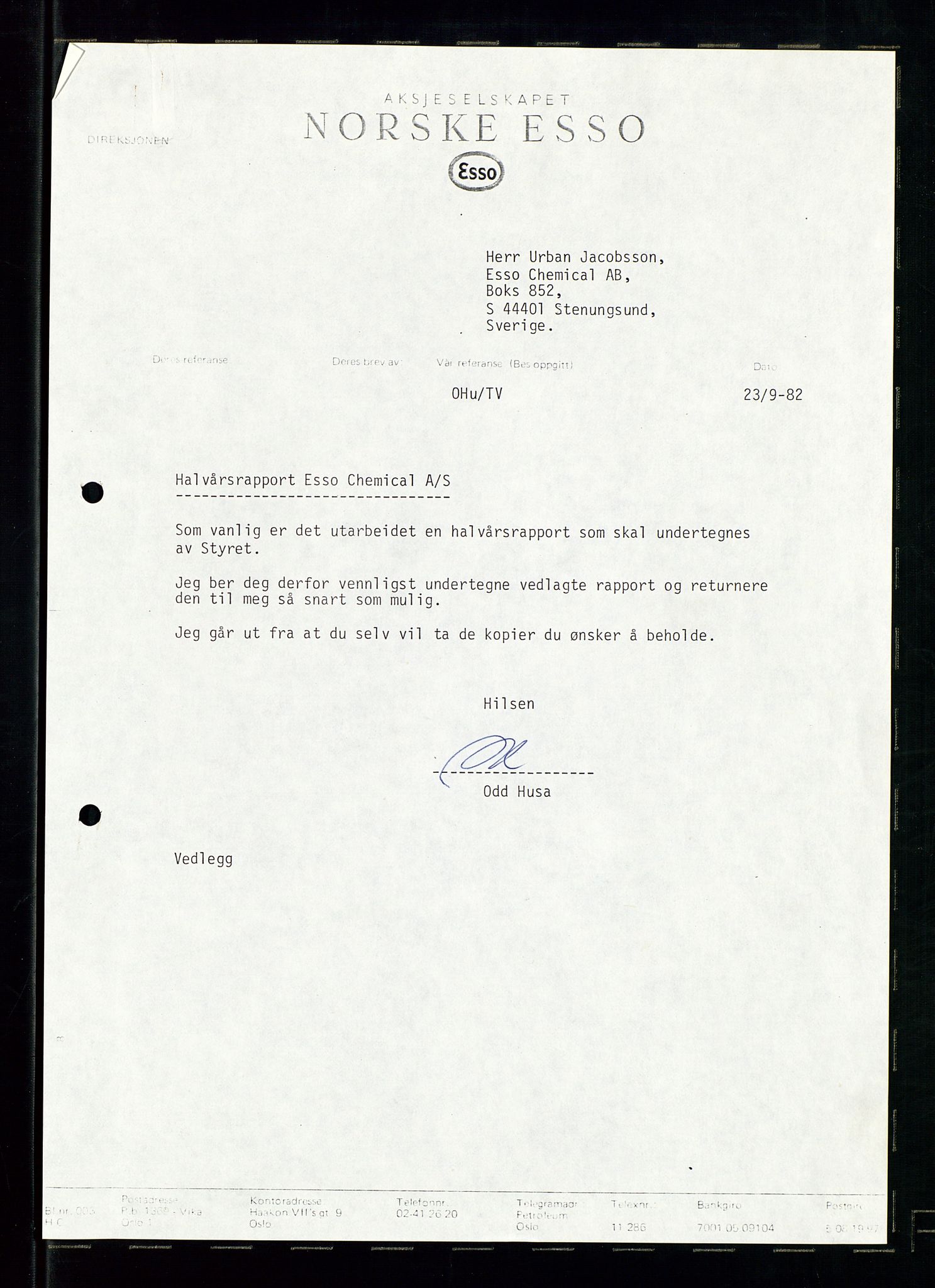 PA 1538 - Exxon Chemical Norge A/S, AV/SAST-A-101958/A/Aa/L0002/0001: Styredokumenter / Halvårsrapporter 1983-1984, Generalforsamling, Styremøter og halvårsrapporter 1985-1988, 1983-1988