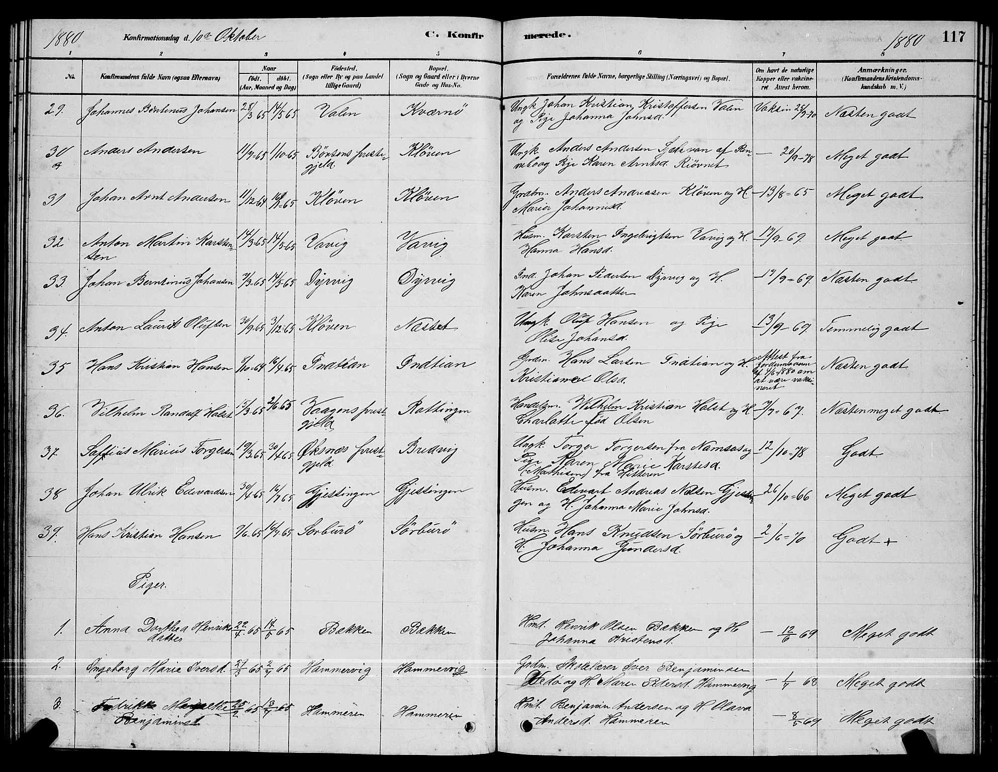 Ministerialprotokoller, klokkerbøker og fødselsregistre - Sør-Trøndelag, SAT/A-1456/640/L0585: Klokkerbok nr. 640C03, 1878-1891, s. 117