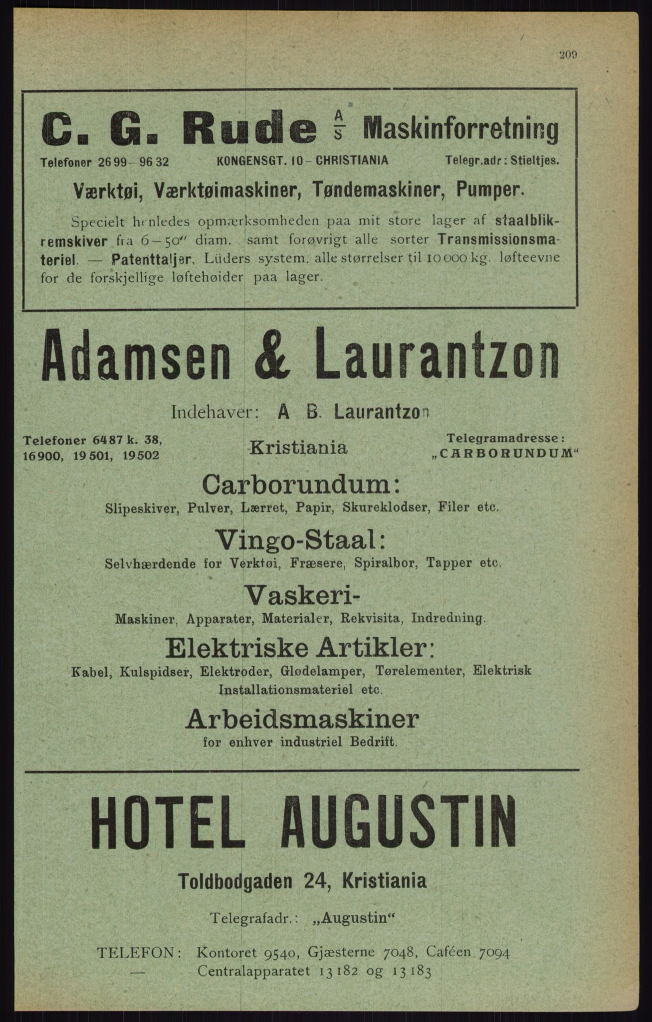 Kristiania/Oslo adressebok, PUBL/-, 1916, s. 209