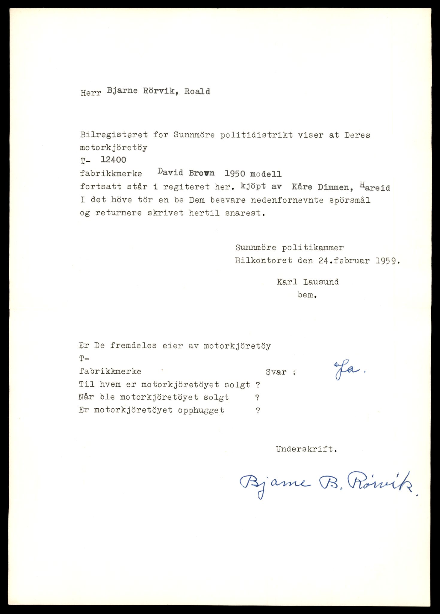 Møre og Romsdal vegkontor - Ålesund trafikkstasjon, AV/SAT-A-4099/F/Fe/L0033: Registreringskort for kjøretøy T 12151 - T 12474, 1927-1998, s. 2893
