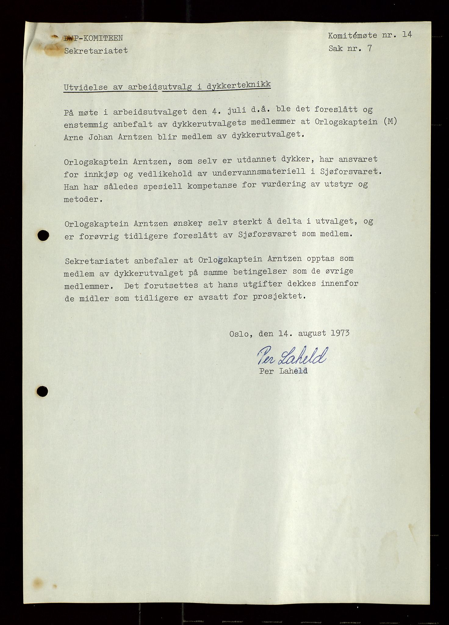 Industridepartementet, Oljekontoret, AV/SAST-A-101348/Di/L0004: DWP, møter, komite`møter, 761 forskning/teknologi, 1972-1975, s. 56