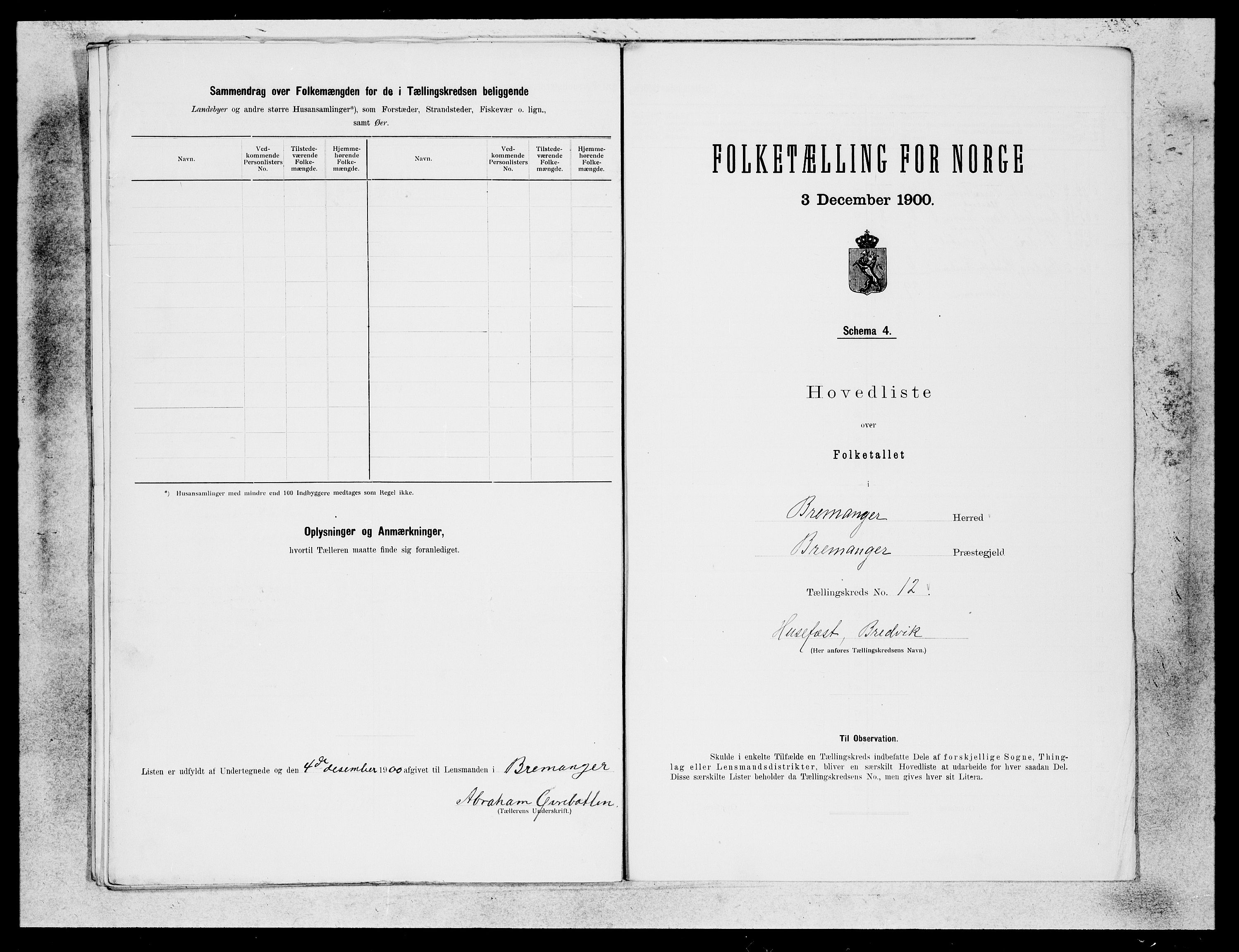 SAB, Folketelling 1900 for 1438 Bremanger herred, 1900, s. 23