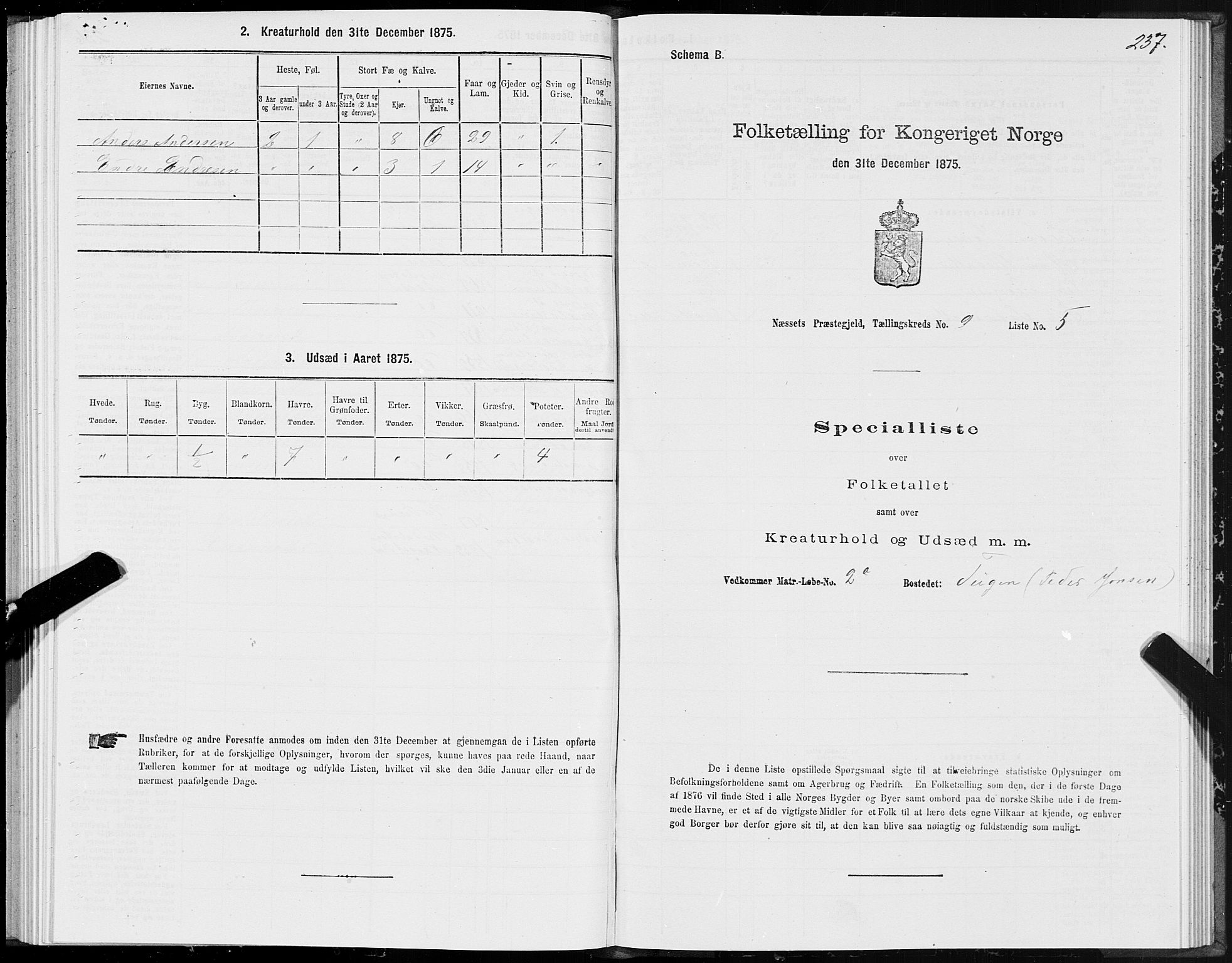 SAT, Folketelling 1875 for 1543P Nesset prestegjeld, 1875, s. 4237