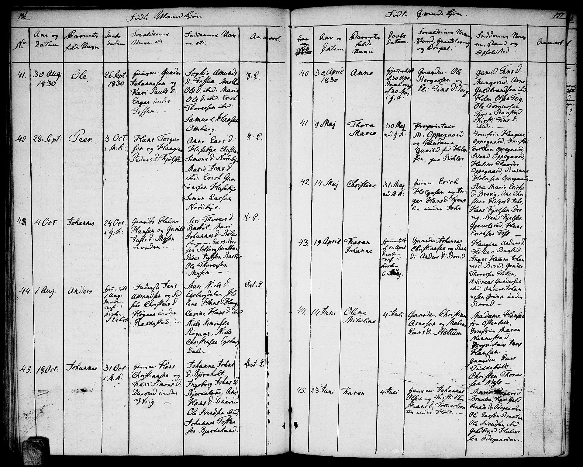 Enebakk prestekontor Kirkebøker, AV/SAO-A-10171c/F/Fa/L0007: Ministerialbok nr. I 7, 1823-1832, s. 136-137