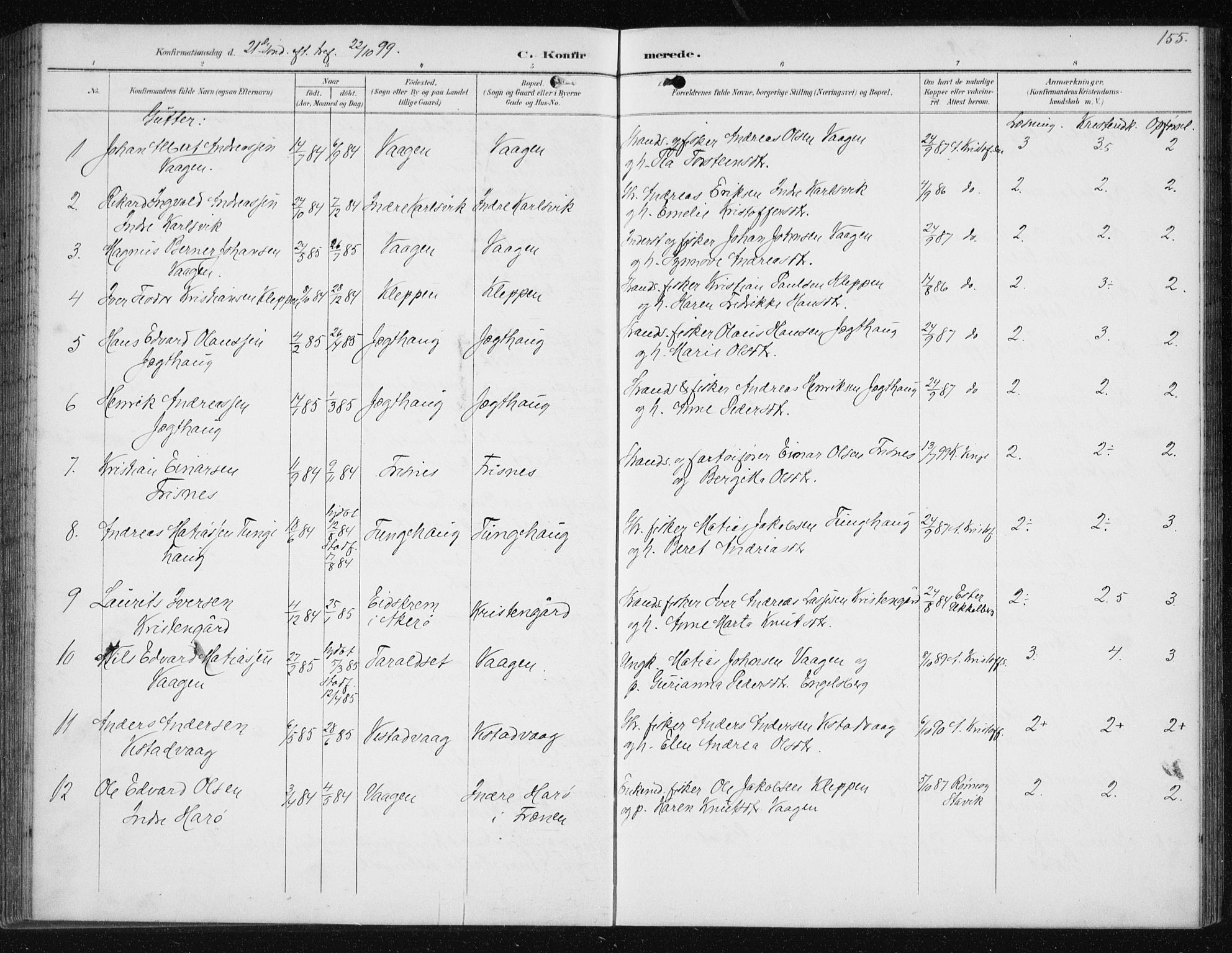 Ministerialprotokoller, klokkerbøker og fødselsregistre - Møre og Romsdal, SAT/A-1454/566/L0773: Klokkerbok nr. 566C02, 1892-1909, s. 155