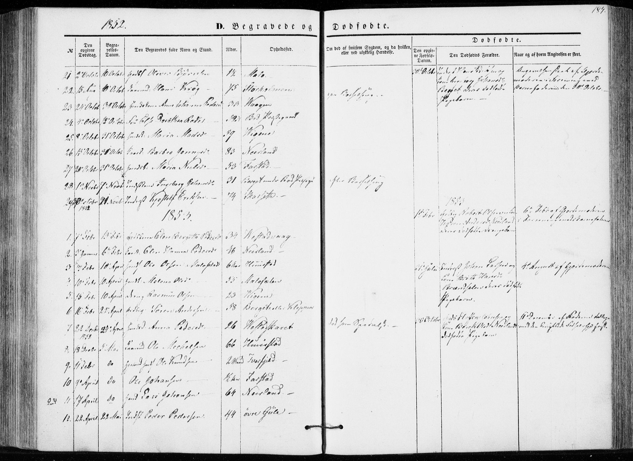 Ministerialprotokoller, klokkerbøker og fødselsregistre - Møre og Romsdal, SAT/A-1454/566/L0767: Ministerialbok nr. 566A06, 1852-1868, s. 184