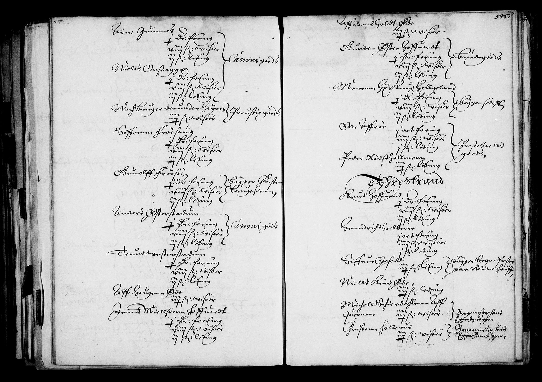 Rentekammeret inntil 1814, Realistisk ordnet avdeling, AV/RA-EA-4070/N/Na/L0001: [XI f]: Akershus stifts jordebok, 1652, s. 544b-545a