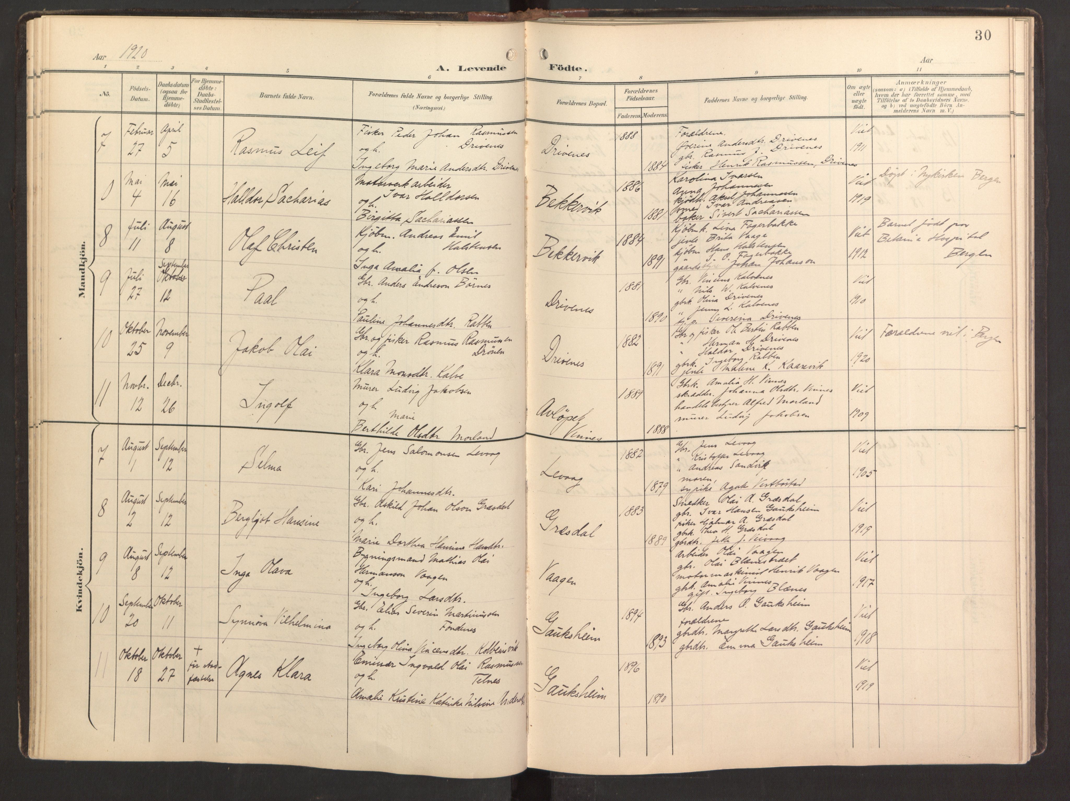 Fitjar sokneprestembete, AV/SAB-A-99926: Ministerialbok nr. B 1, 1900-1926, s. 30