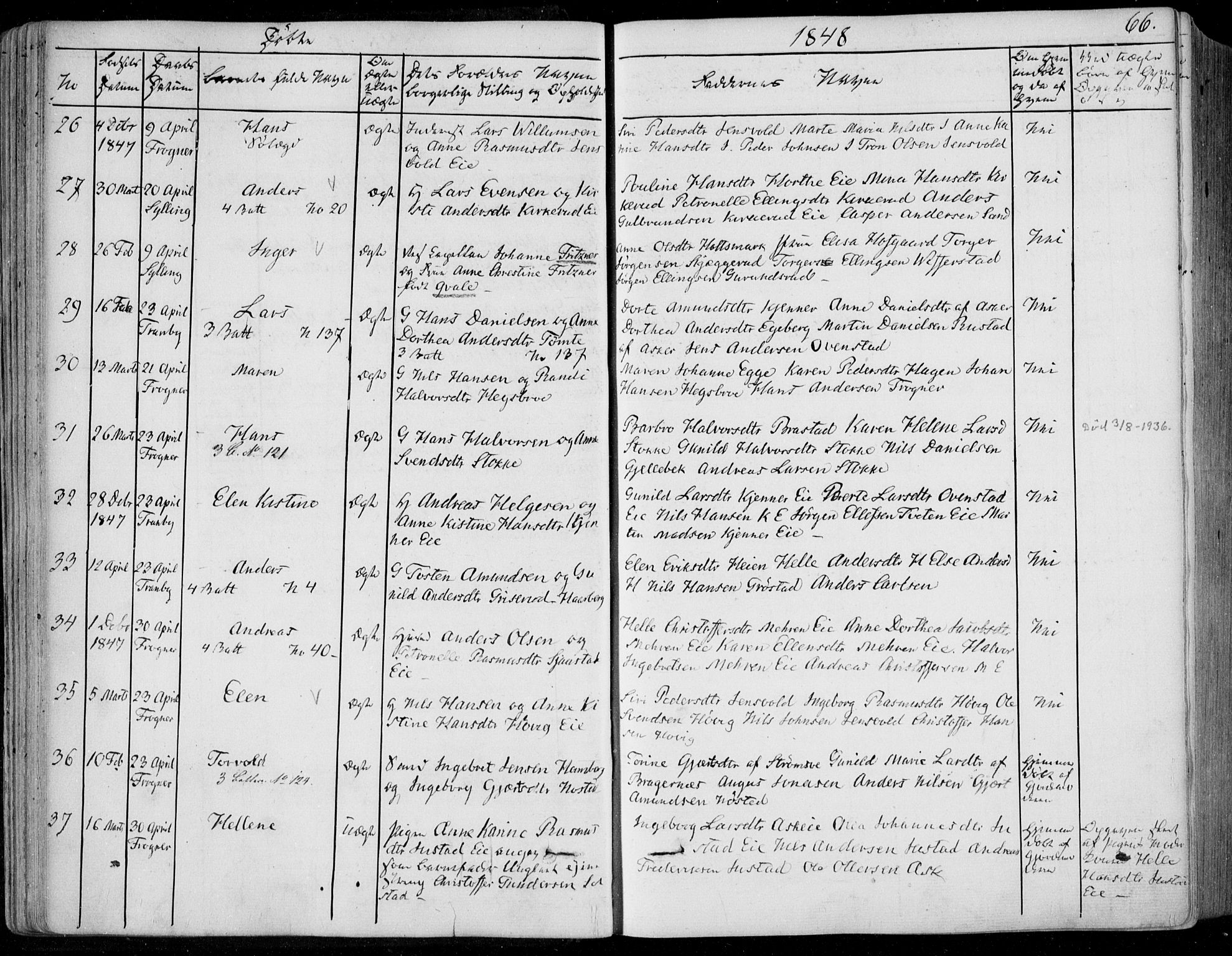 Lier kirkebøker, AV/SAKO-A-230/F/Fa/L0011: Ministerialbok nr. I 11, 1843-1854, s. 66