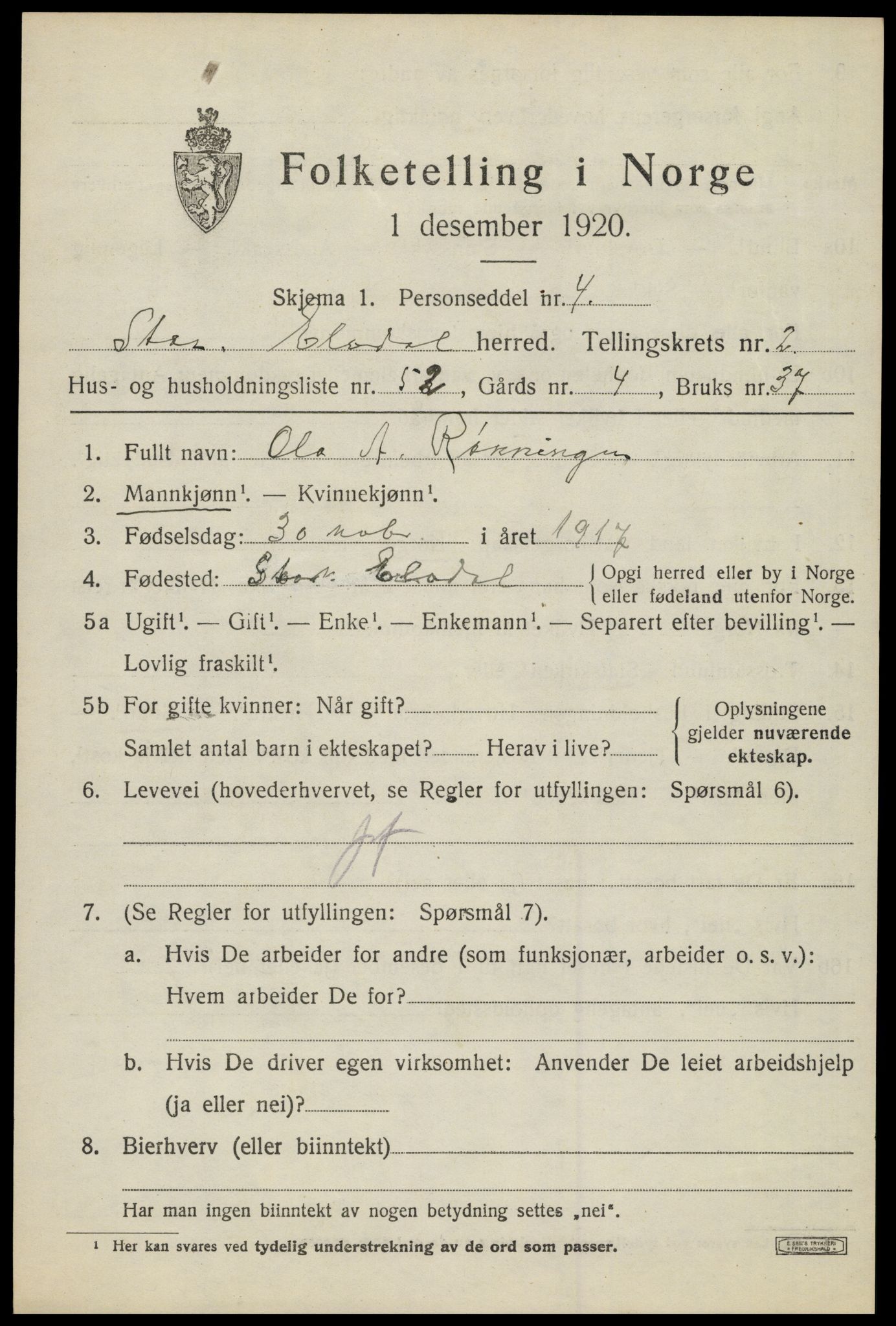 SAH, Folketelling 1920 for 0430 Stor-Elvdal herred, 1920, s. 2680