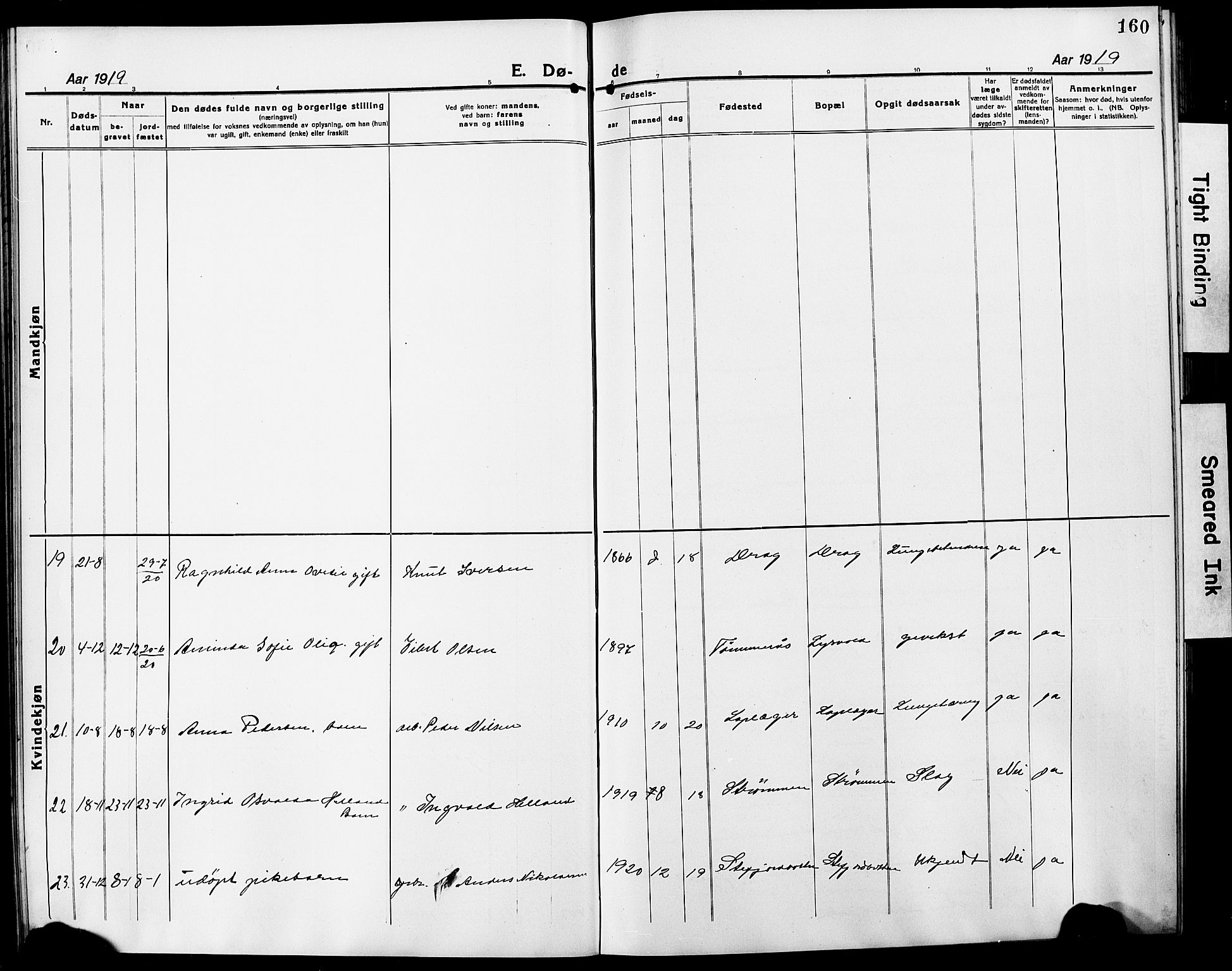 Ministerialprotokoller, klokkerbøker og fødselsregistre - Nordland, AV/SAT-A-1459/861/L0878: Klokkerbok nr. 861C04, 1917-1928, s. 160