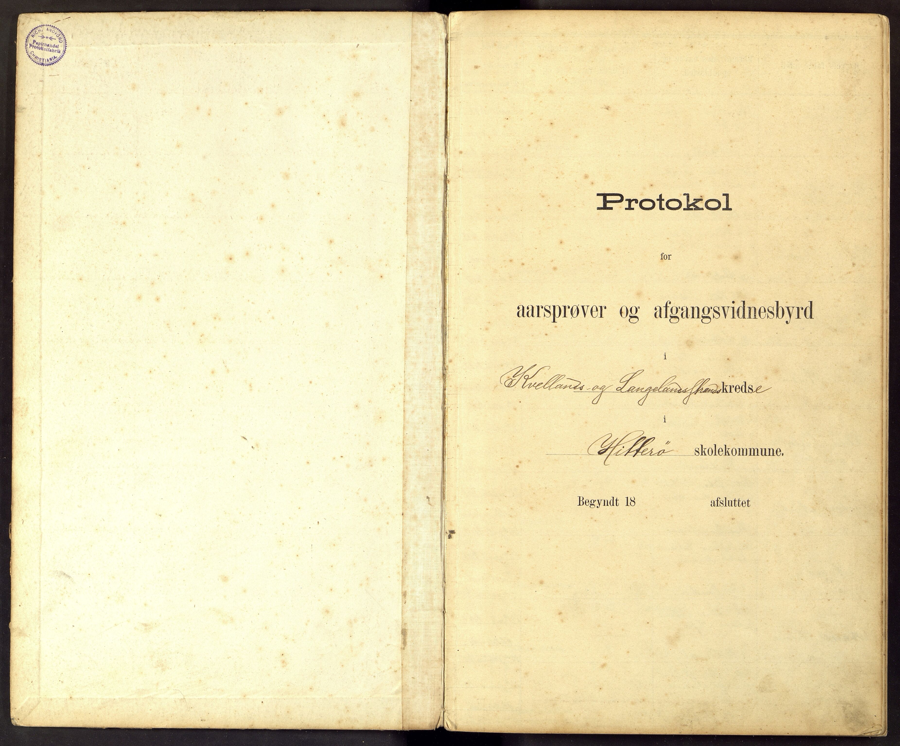 Hidra kommune - Kvelland Skole, ARKSOR/1004HI557/F/L0001: Avgangsvitnemålsprotokoll, 1894-1907