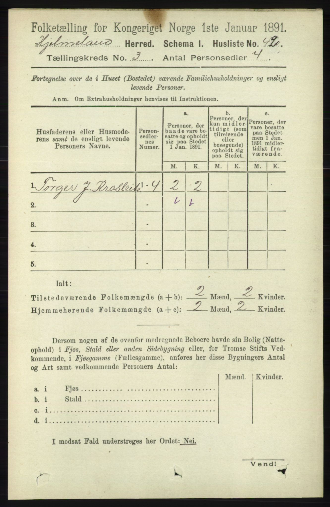 RA, Folketelling 1891 for 1133 Hjelmeland herred, 1891, s. 733