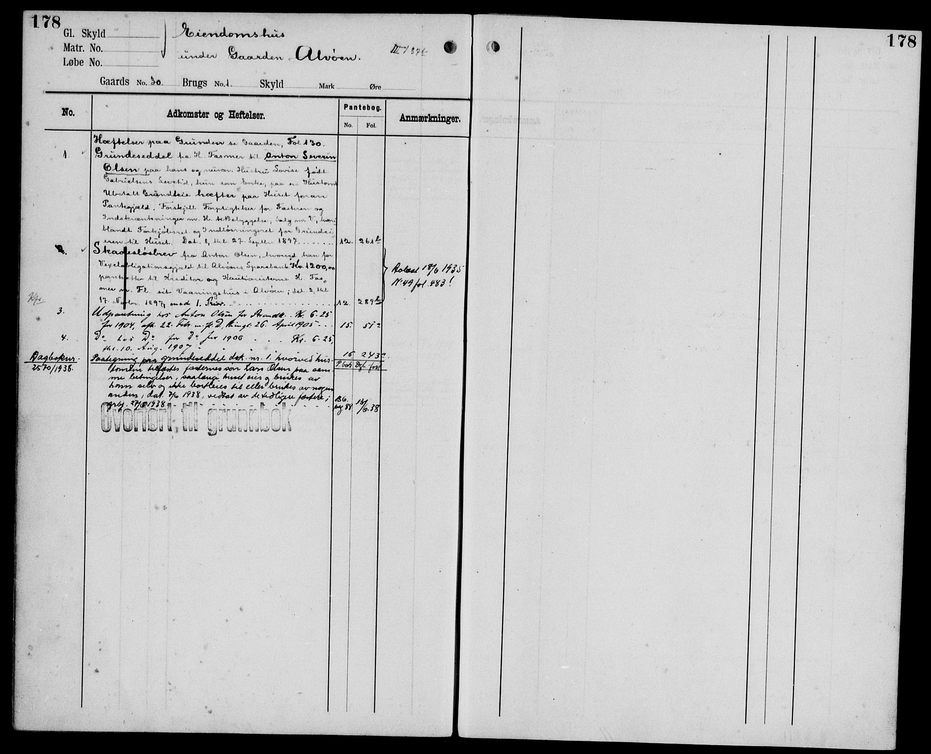 Midhordland sorenskriveri, AV/SAB-A-3001/1/G/Ga/Gab/L0106: Panteregister nr. II.A.b.106, s. 178