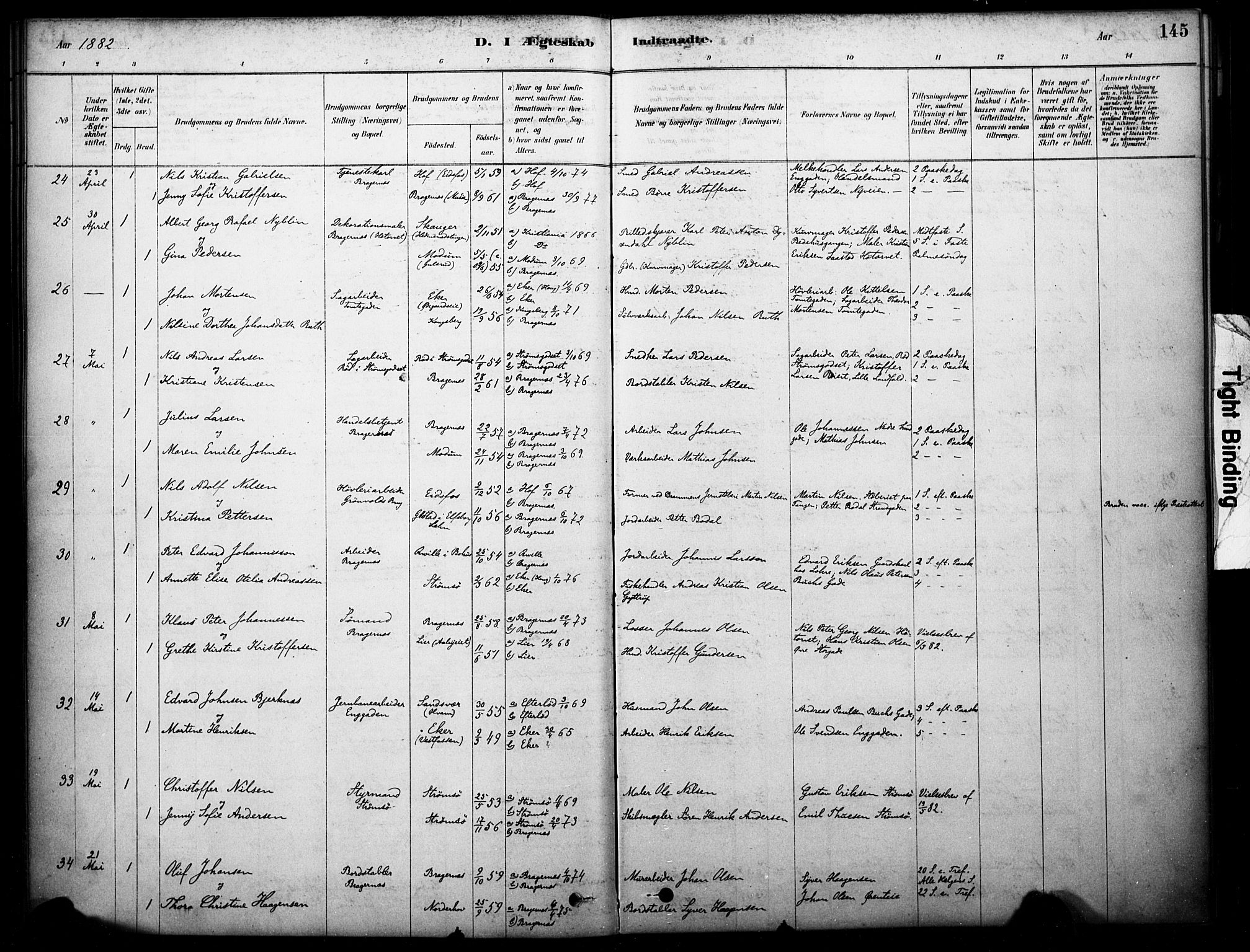 Bragernes kirkebøker, AV/SAKO-A-6/F/Fc/L0005: Ministerialbok nr. III 5, 1878-1890, s. 145