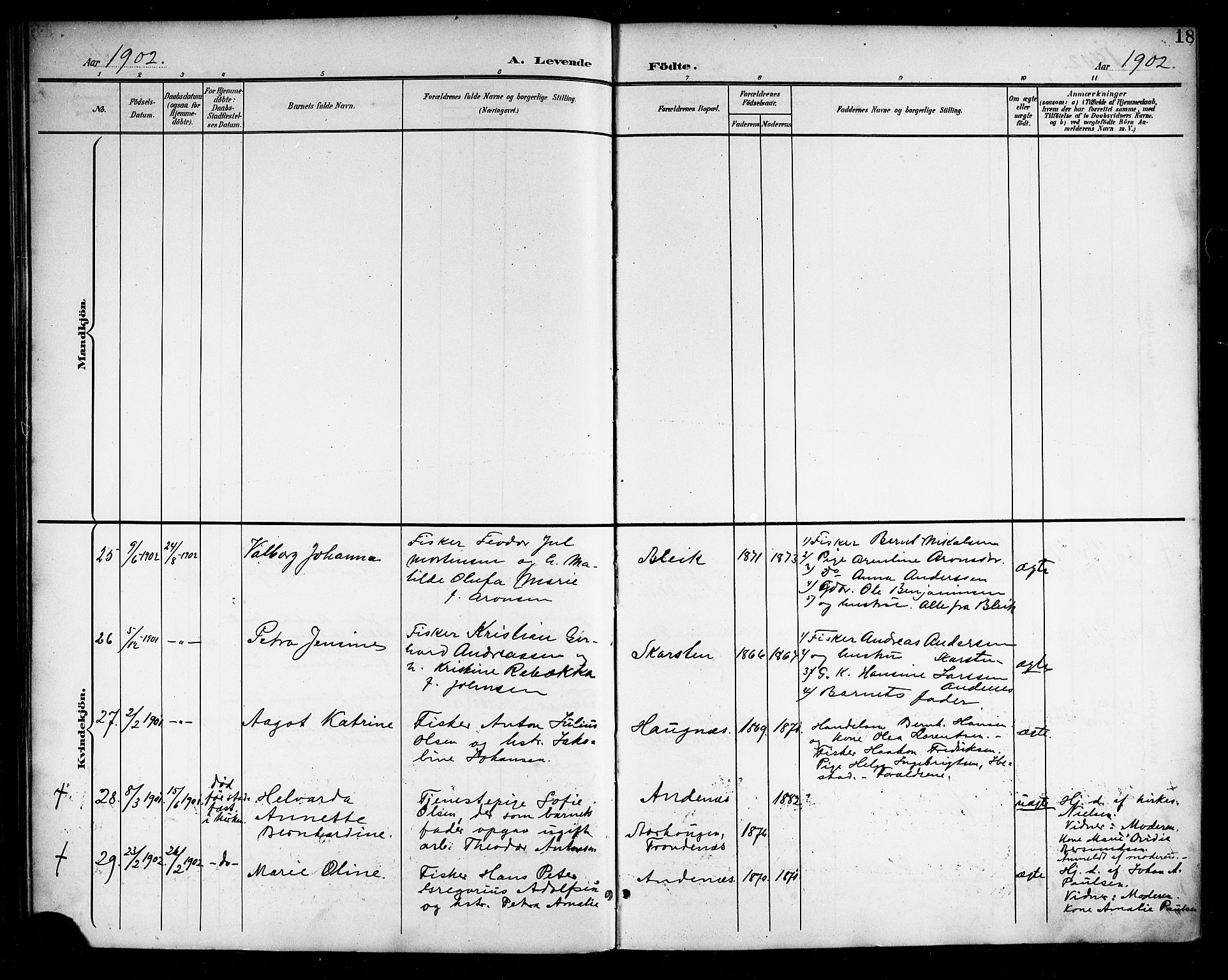Ministerialprotokoller, klokkerbøker og fødselsregistre - Nordland, SAT/A-1459/899/L1449: Klokkerbok nr. 899C04, 1900-1918, s. 18