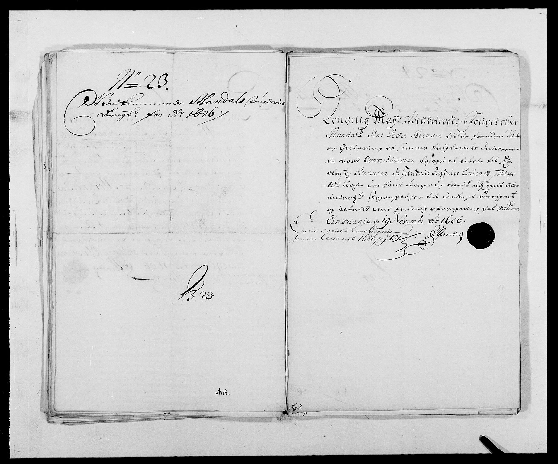 Rentekammeret inntil 1814, Reviderte regnskaper, Fogderegnskap, AV/RA-EA-4092/R42/L2542: Mandal fogderi, 1685-1687, s. 253