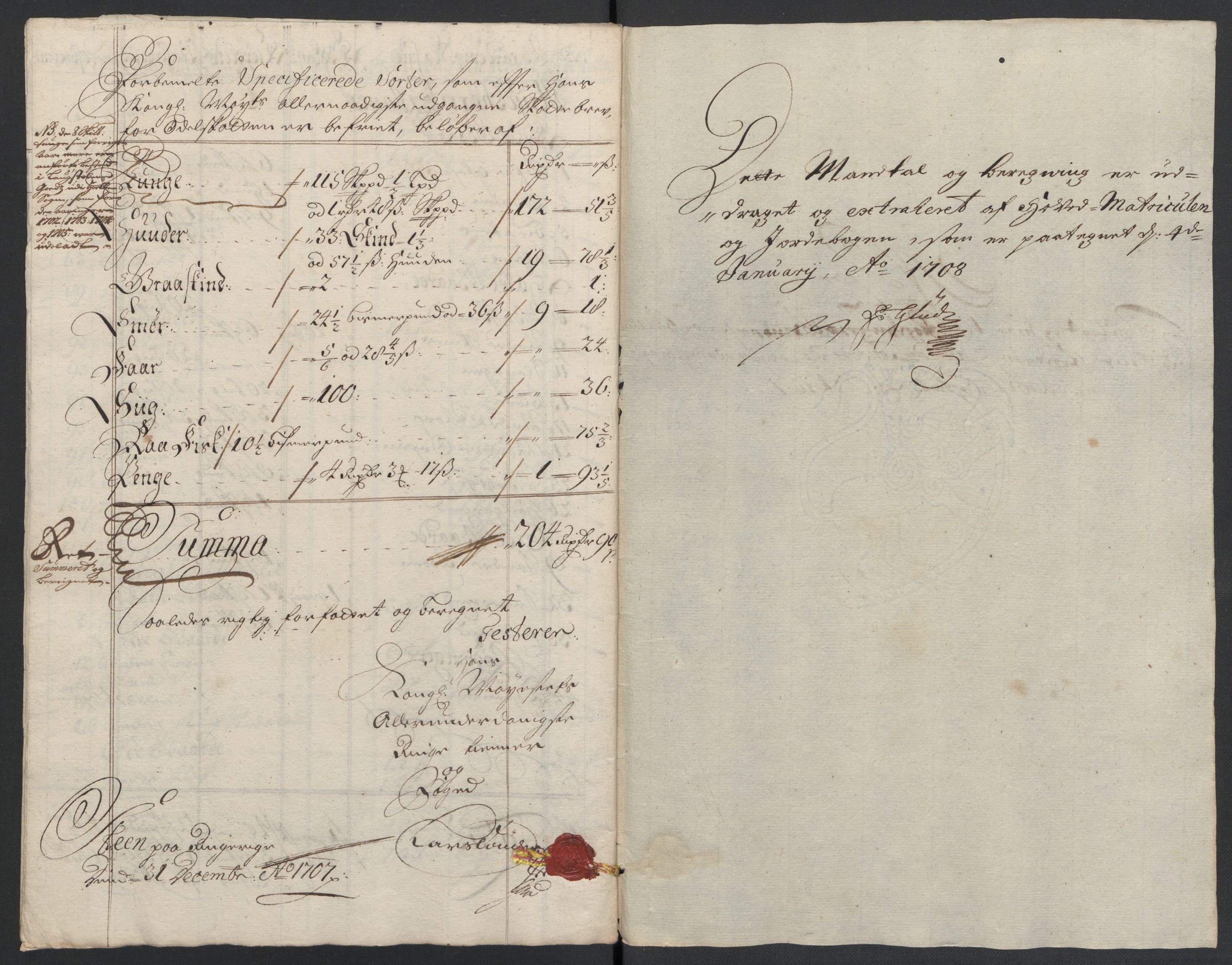 Rentekammeret inntil 1814, Reviderte regnskaper, Fogderegnskap, AV/RA-EA-4092/R22/L1466: Fogderegnskap Ringerike, Hallingdal og Buskerud, 1707, s. 212