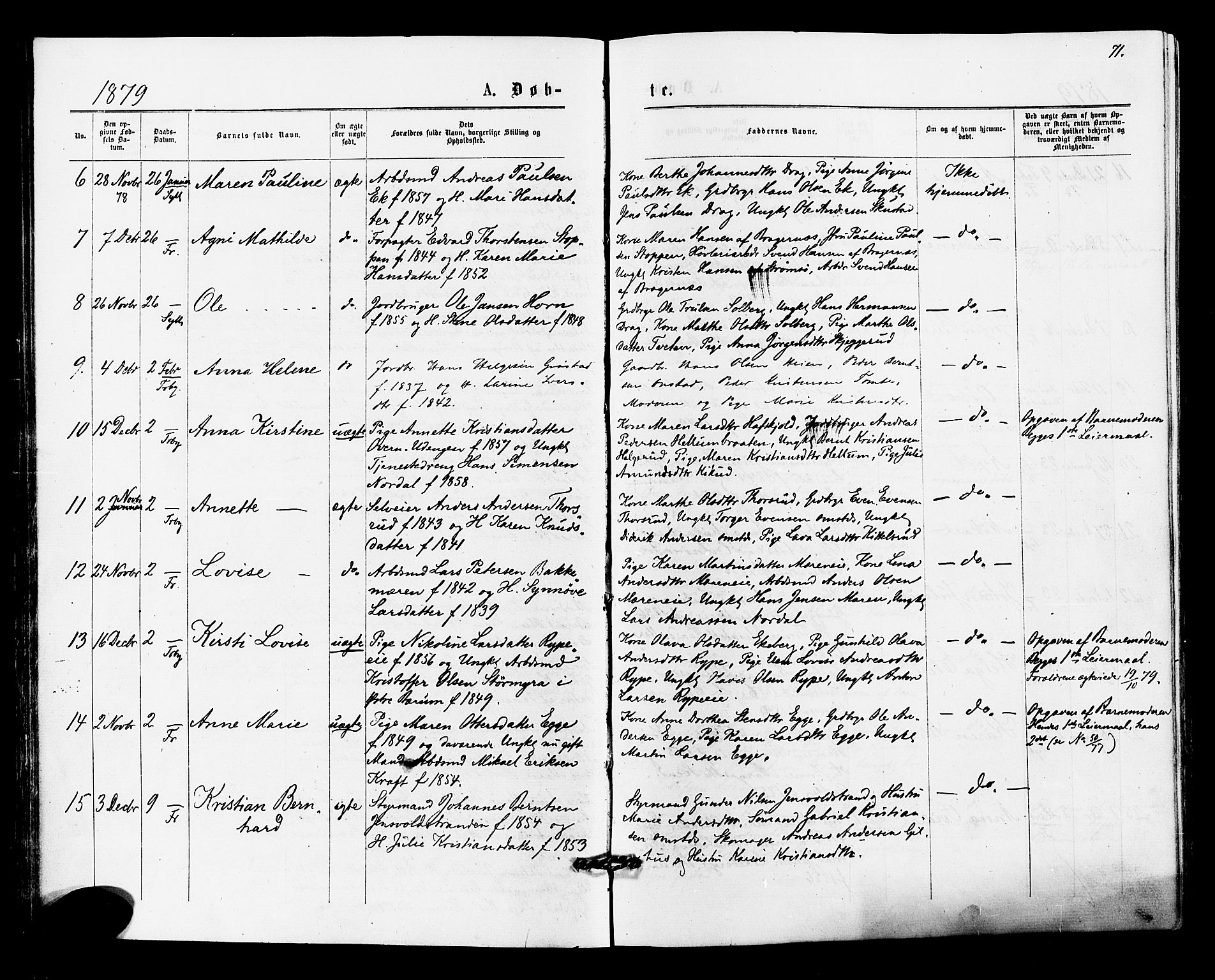 Lier kirkebøker, AV/SAKO-A-230/F/Fa/L0014: Ministerialbok nr. I 14, 1875-1882, s. 71
