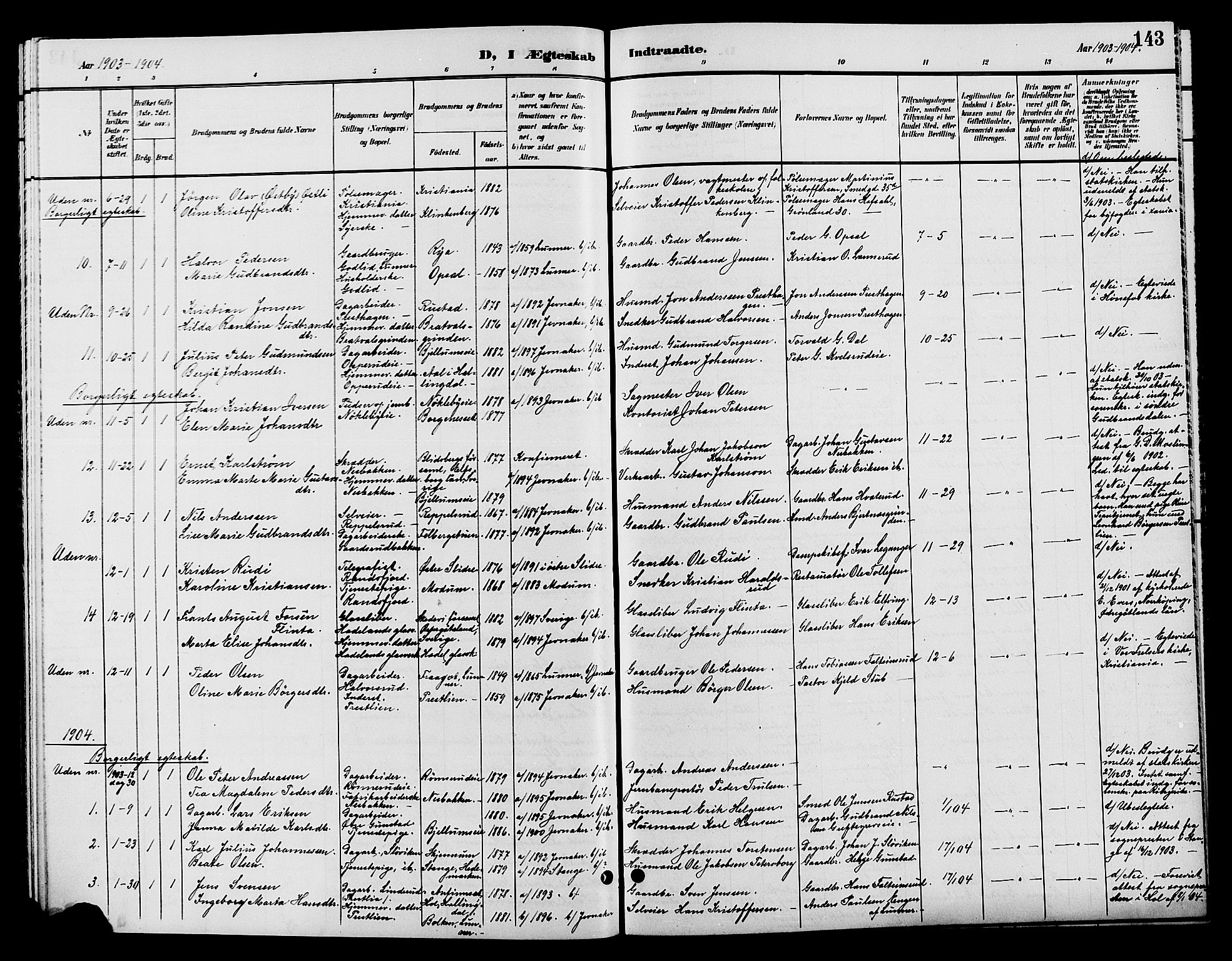 Jevnaker prestekontor, AV/SAH-PREST-116/H/Ha/Hab/L0002: Klokkerbok nr. 2, 1896-1906, s. 143